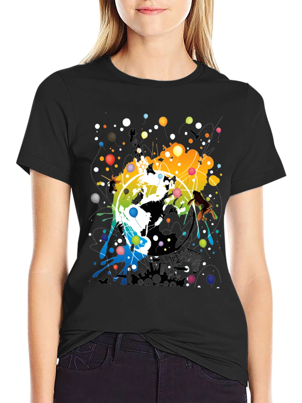 Abstract Earth Graphic Mens Black T-Shirt