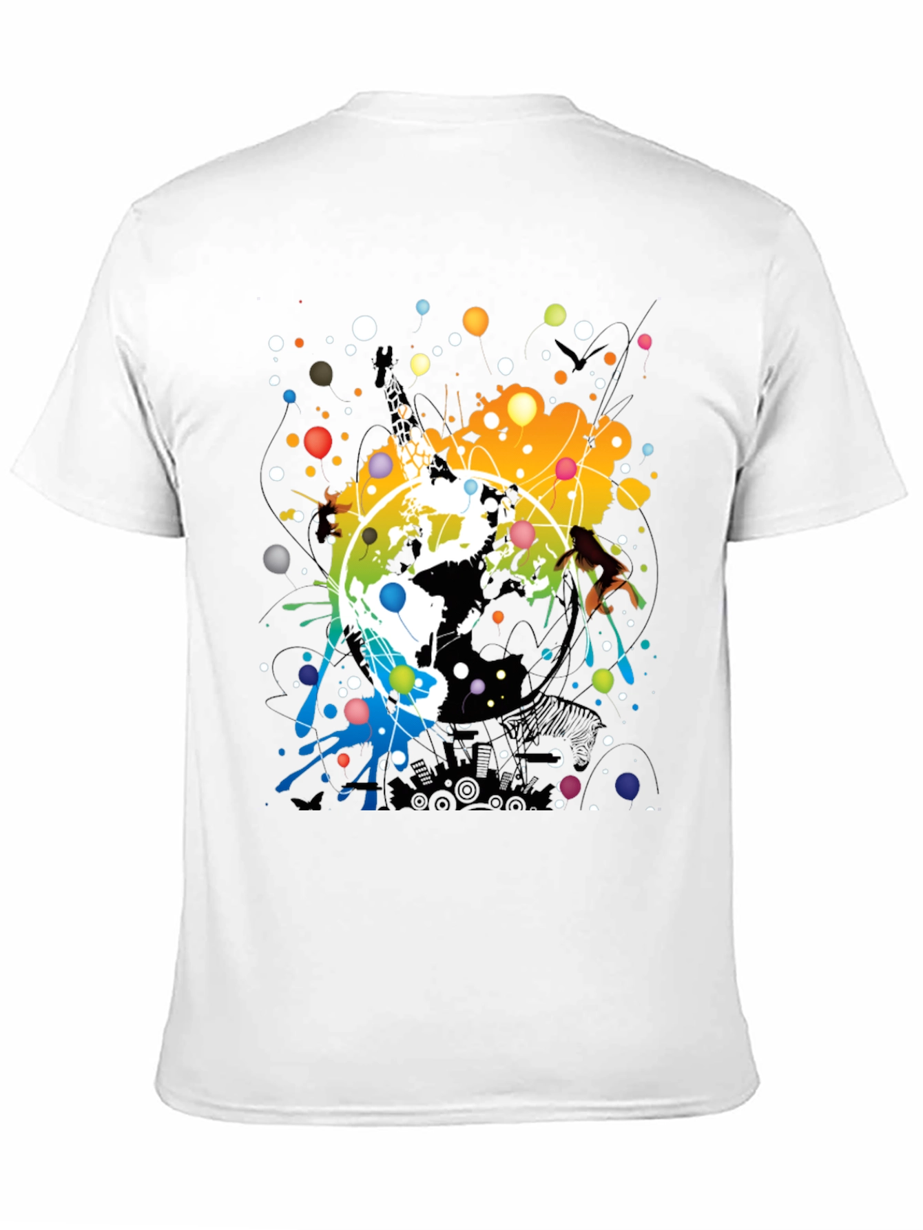Abstract Earth Graphic Mens Black T-Shirt