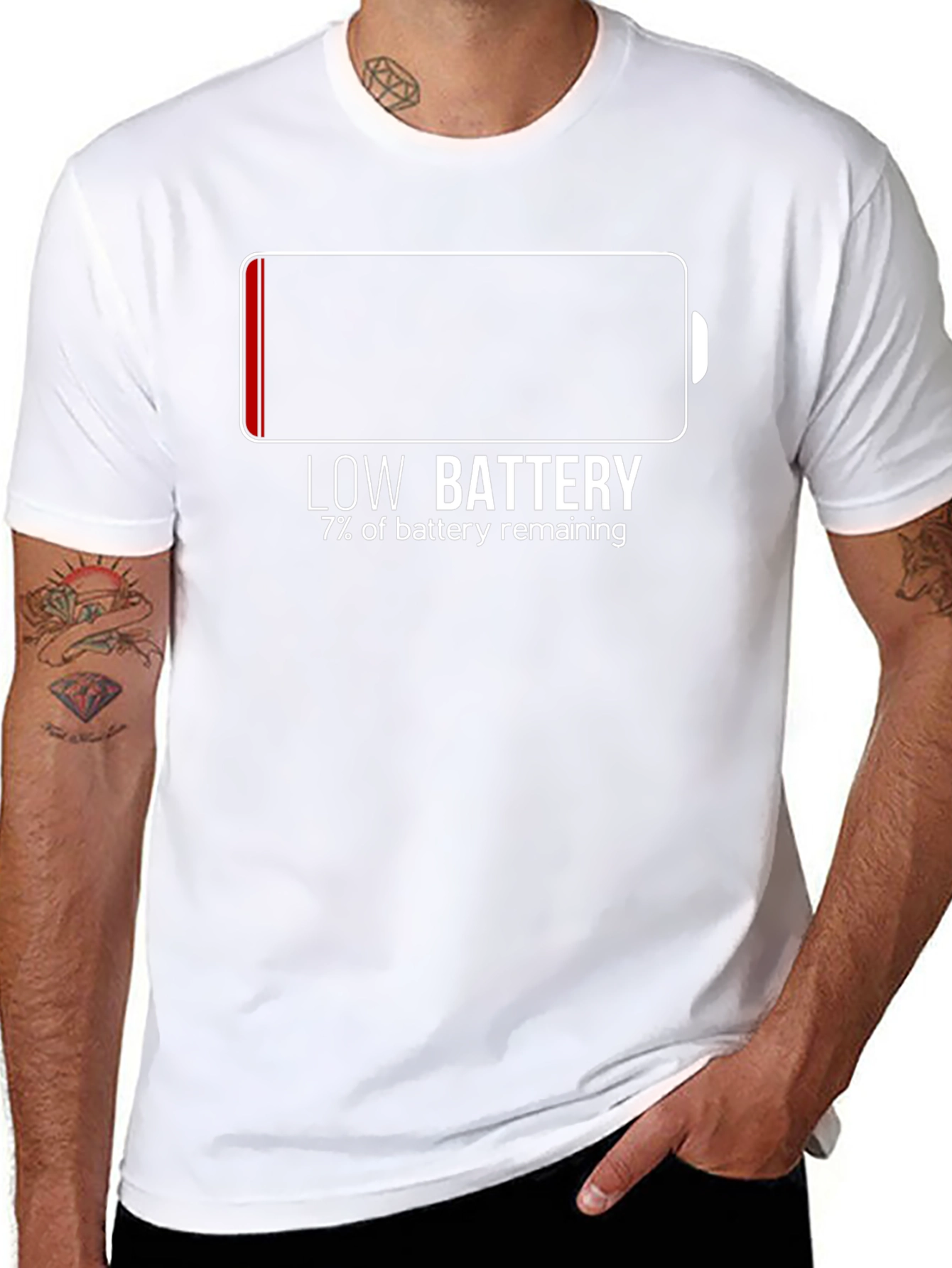 Low Battery Funny Graphic T-Shirt