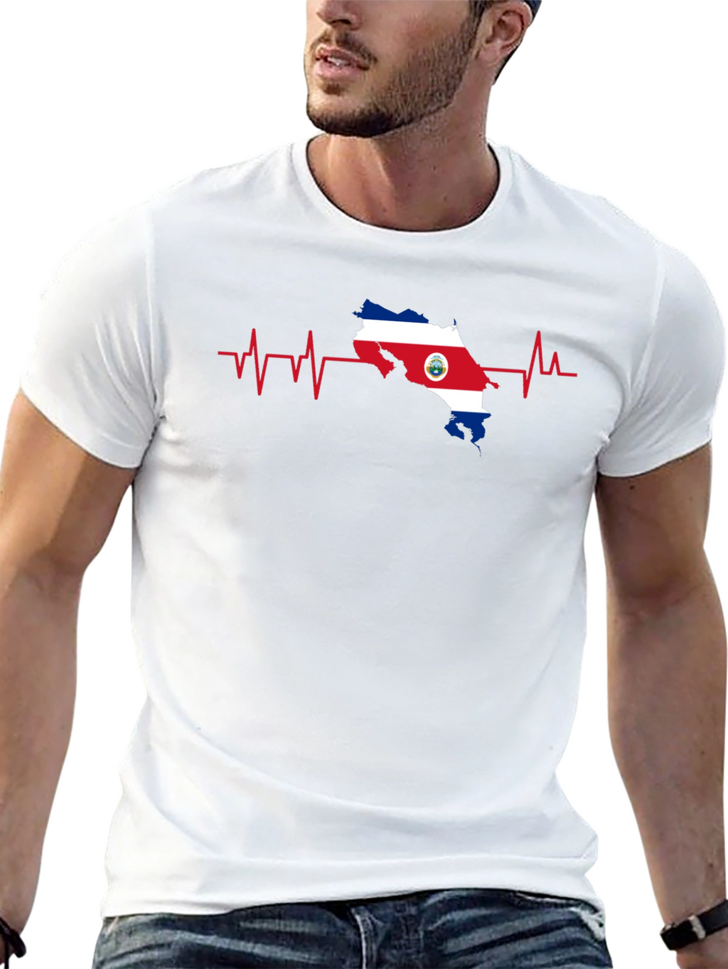 Costa Rica Heartbeat Flag T-Shirt