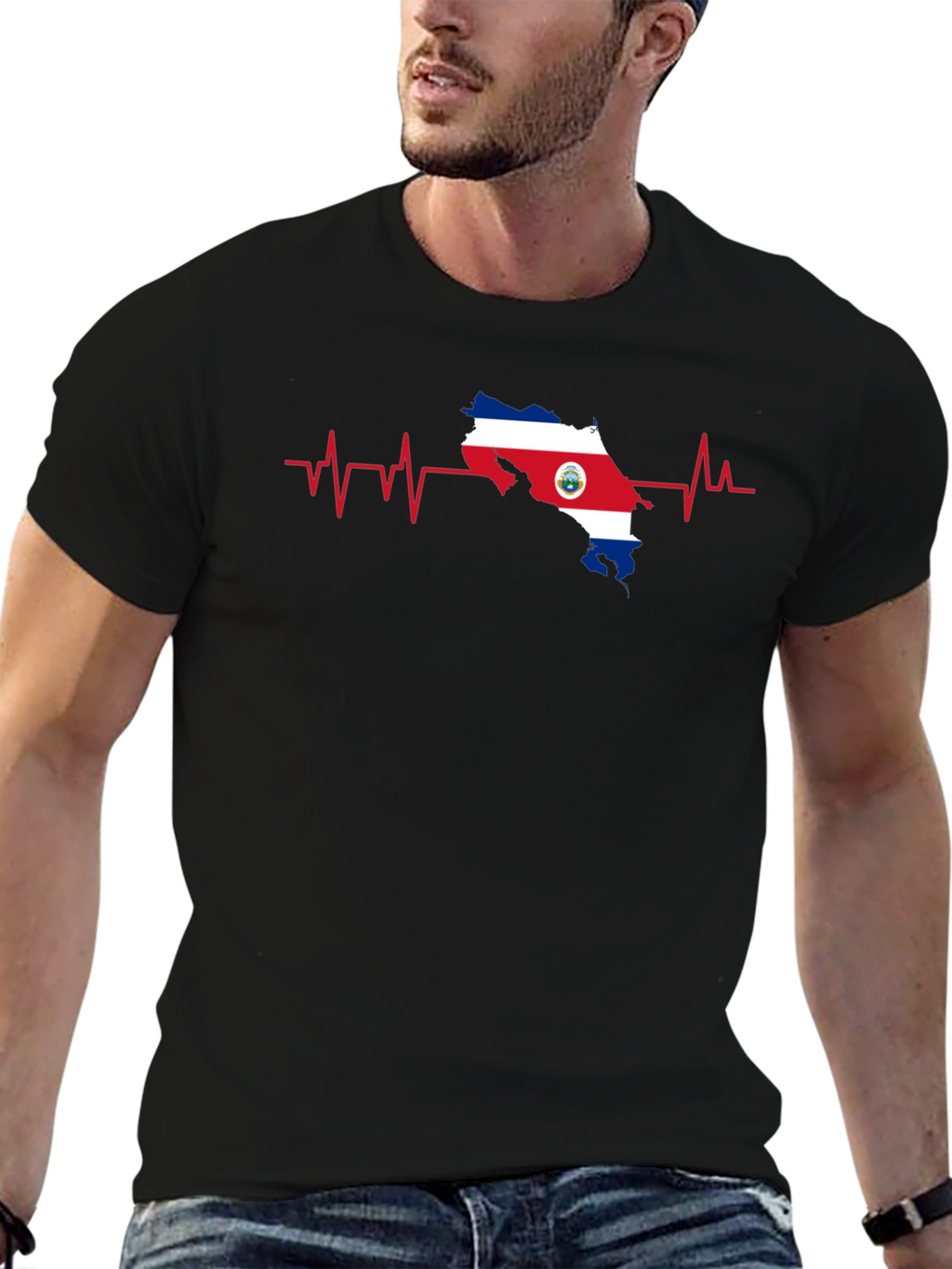Costa Rica Heartbeat Flag T-Shirt