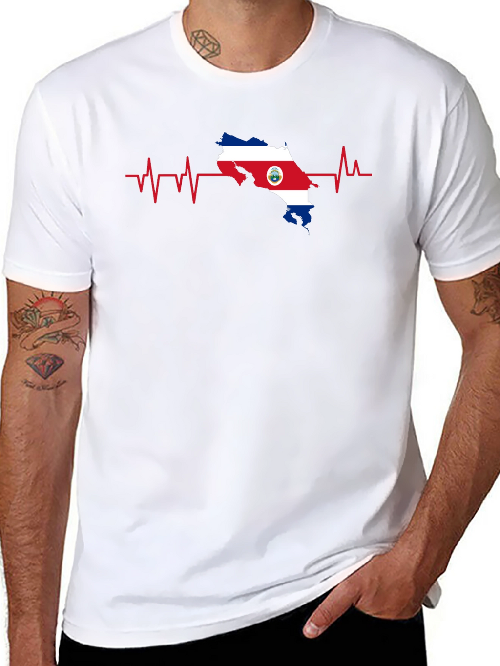 Costa Rica Heartbeat Flag T-Shirt