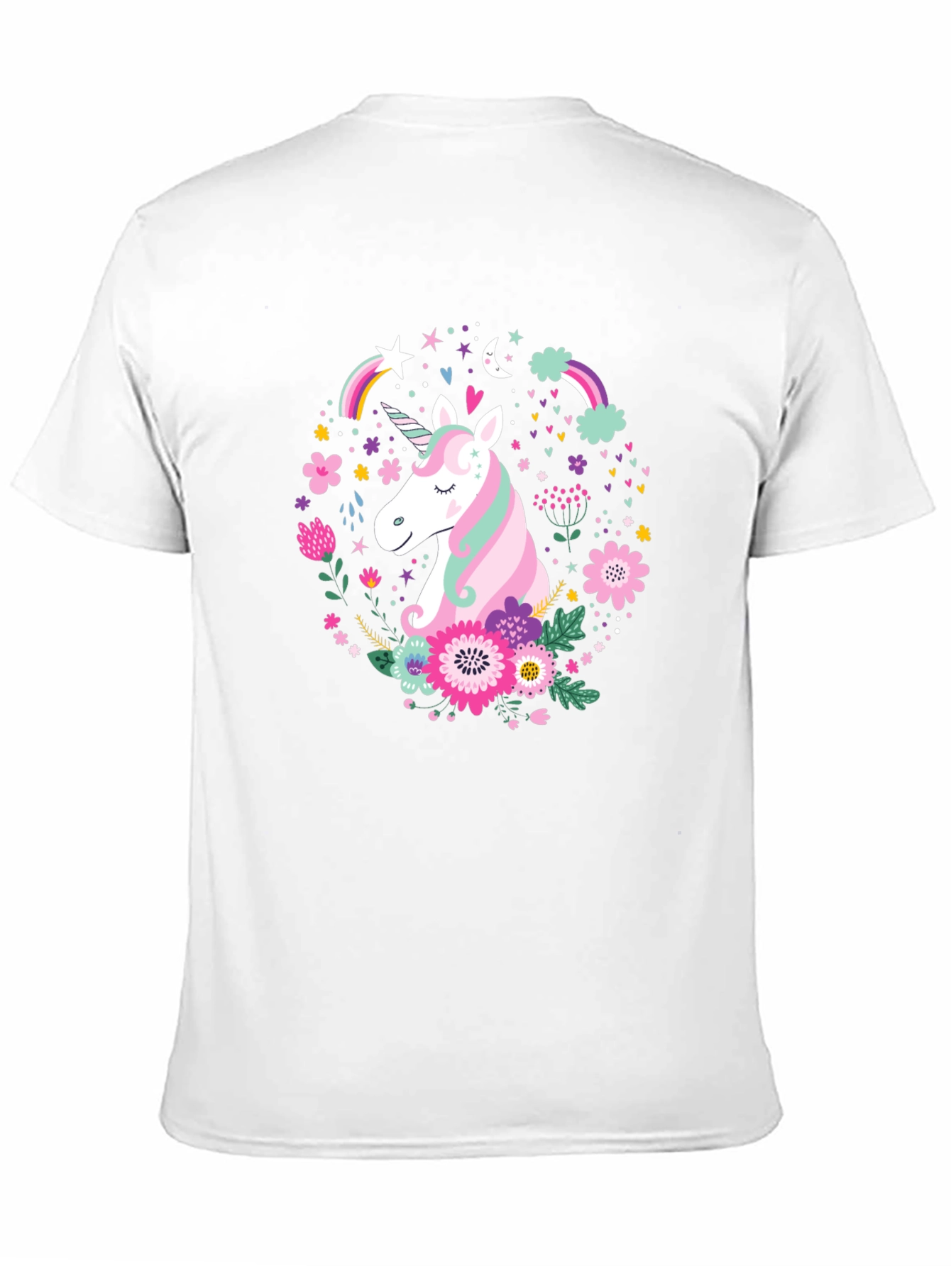 Unicorn Floral Graphic Black T-Shirt