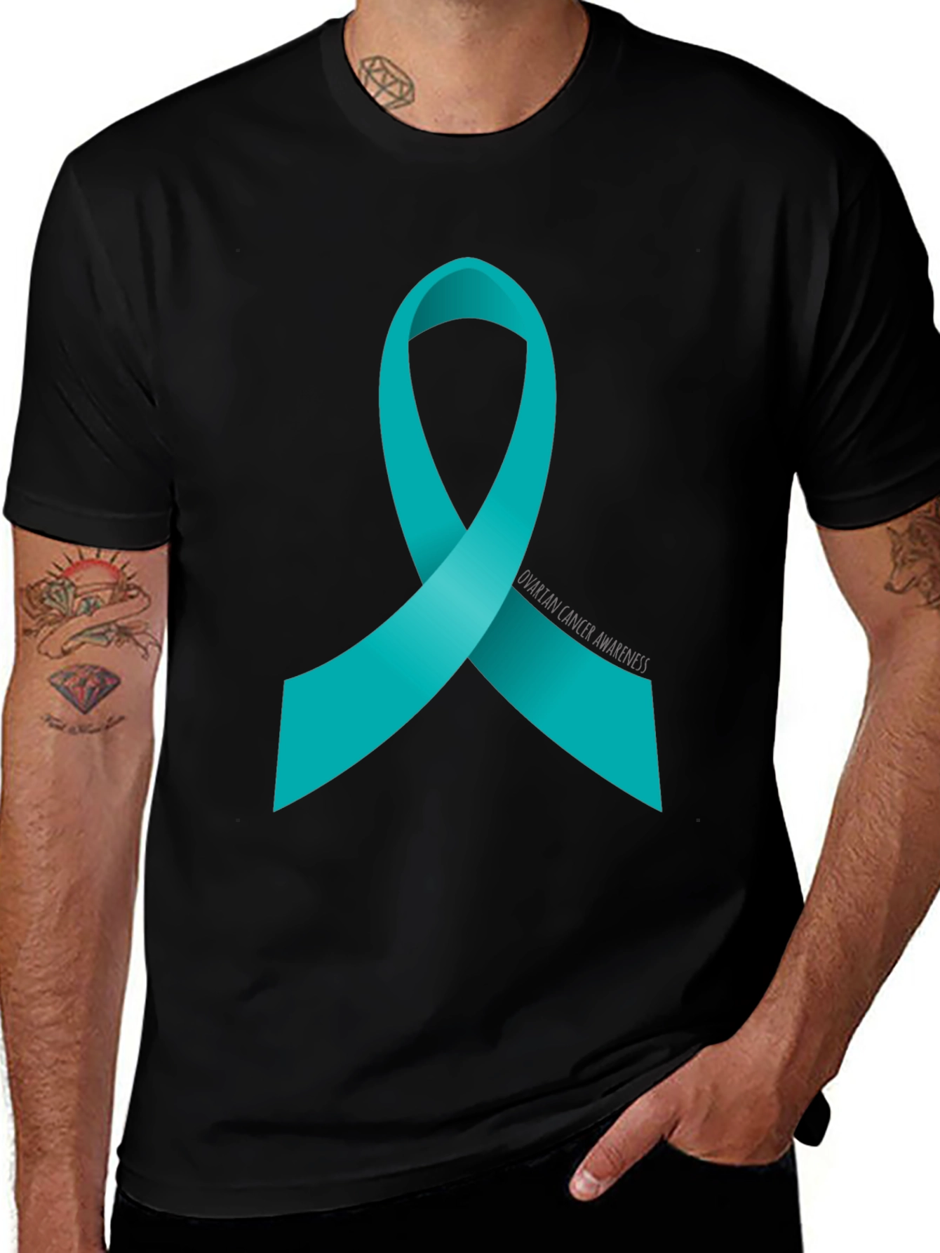 Ovarian Cancer Awareness Ribbon T-Shirt - Support the Cause
