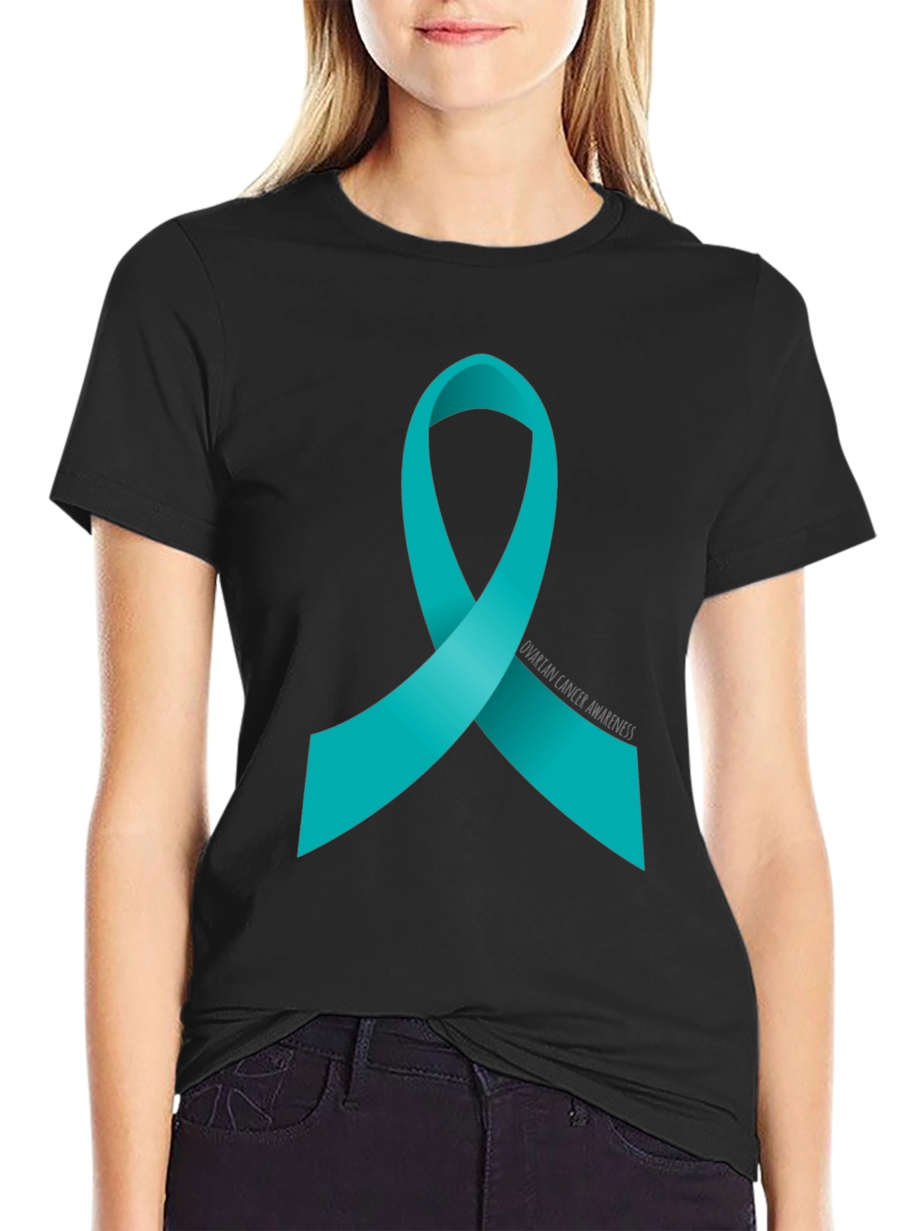 Ovarian Cancer Awareness Ribbon T-Shirt - Support the Cause