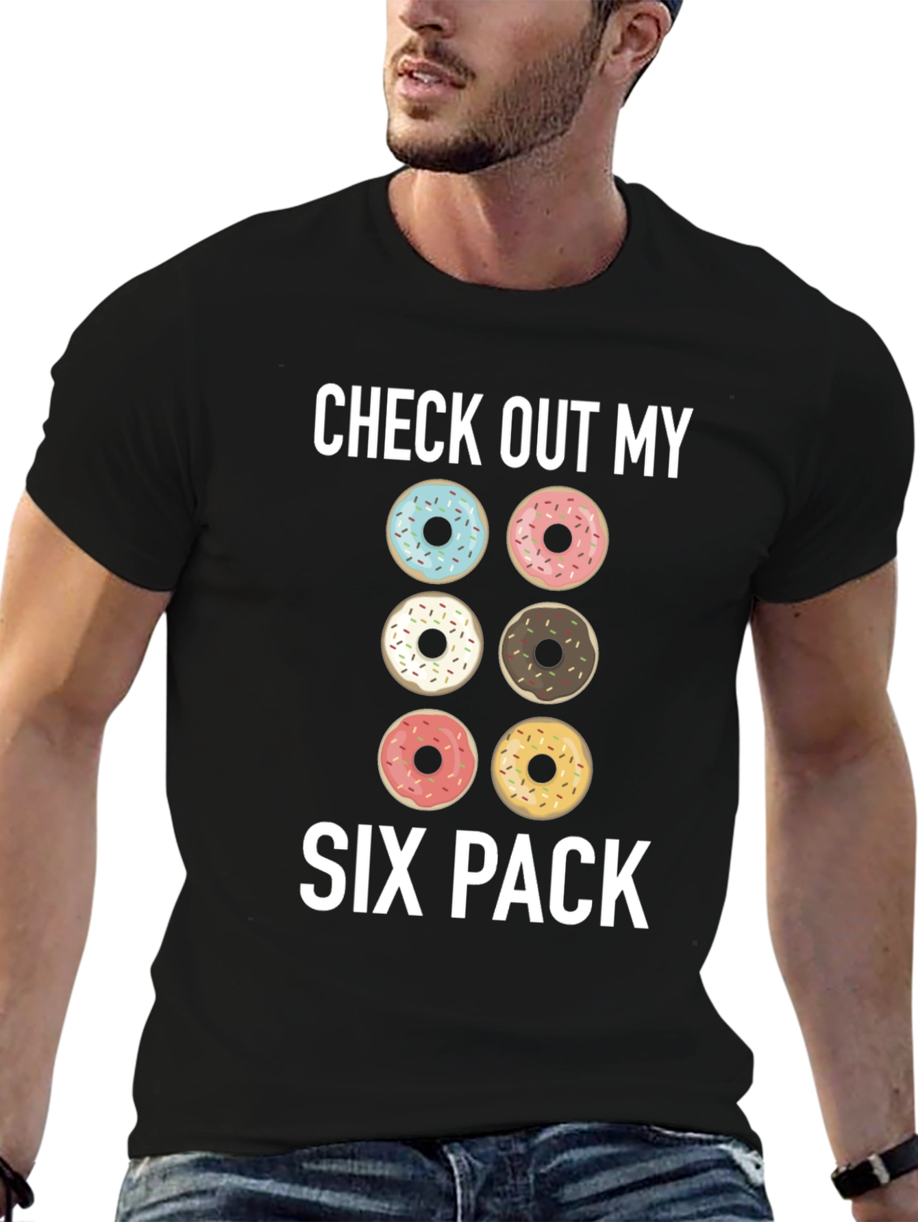 Donut Six Pack Graphic T-Shirt - Funny Gym Tee