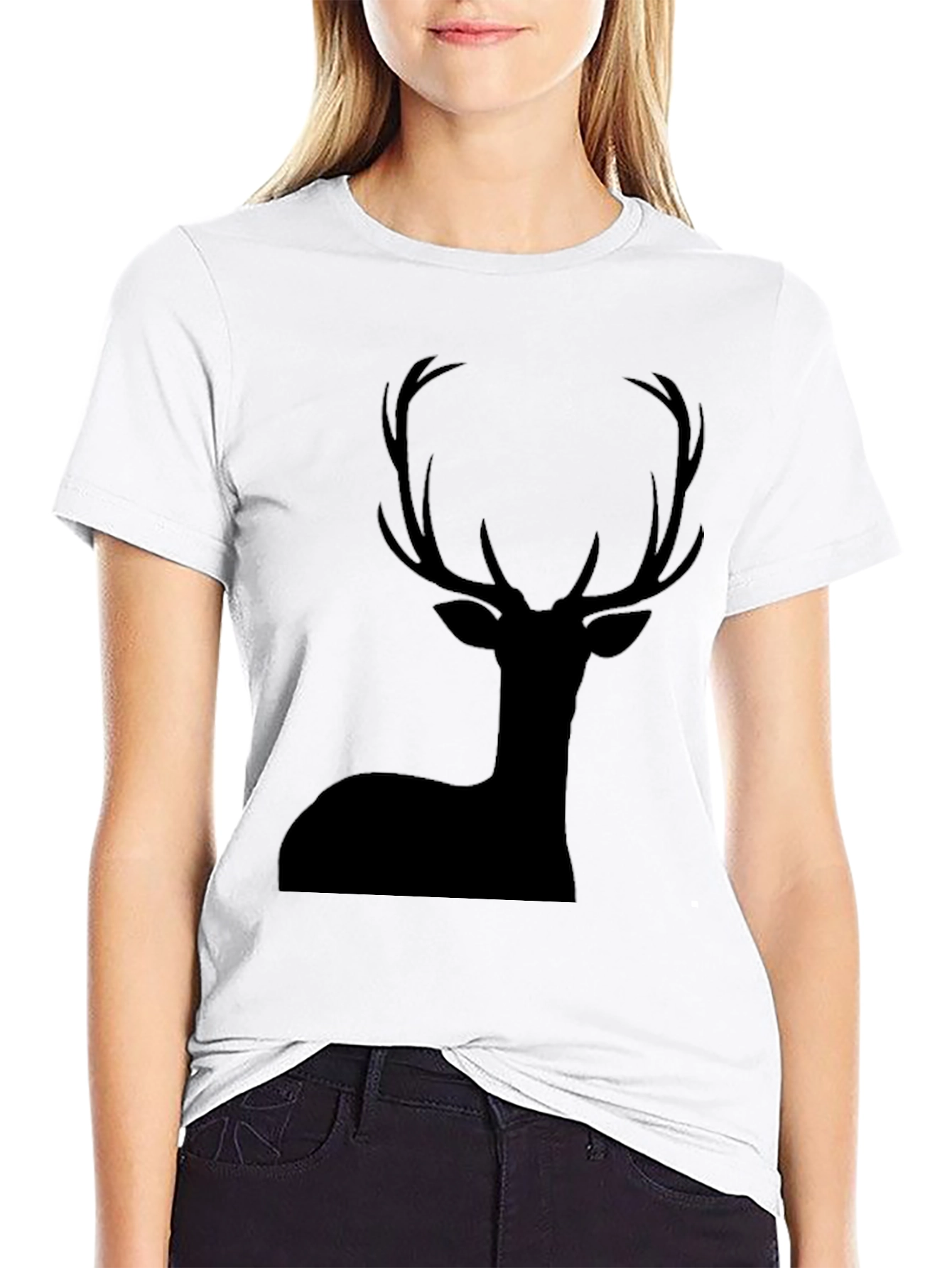 Mens Black Deer Silhouette Graphic Tee