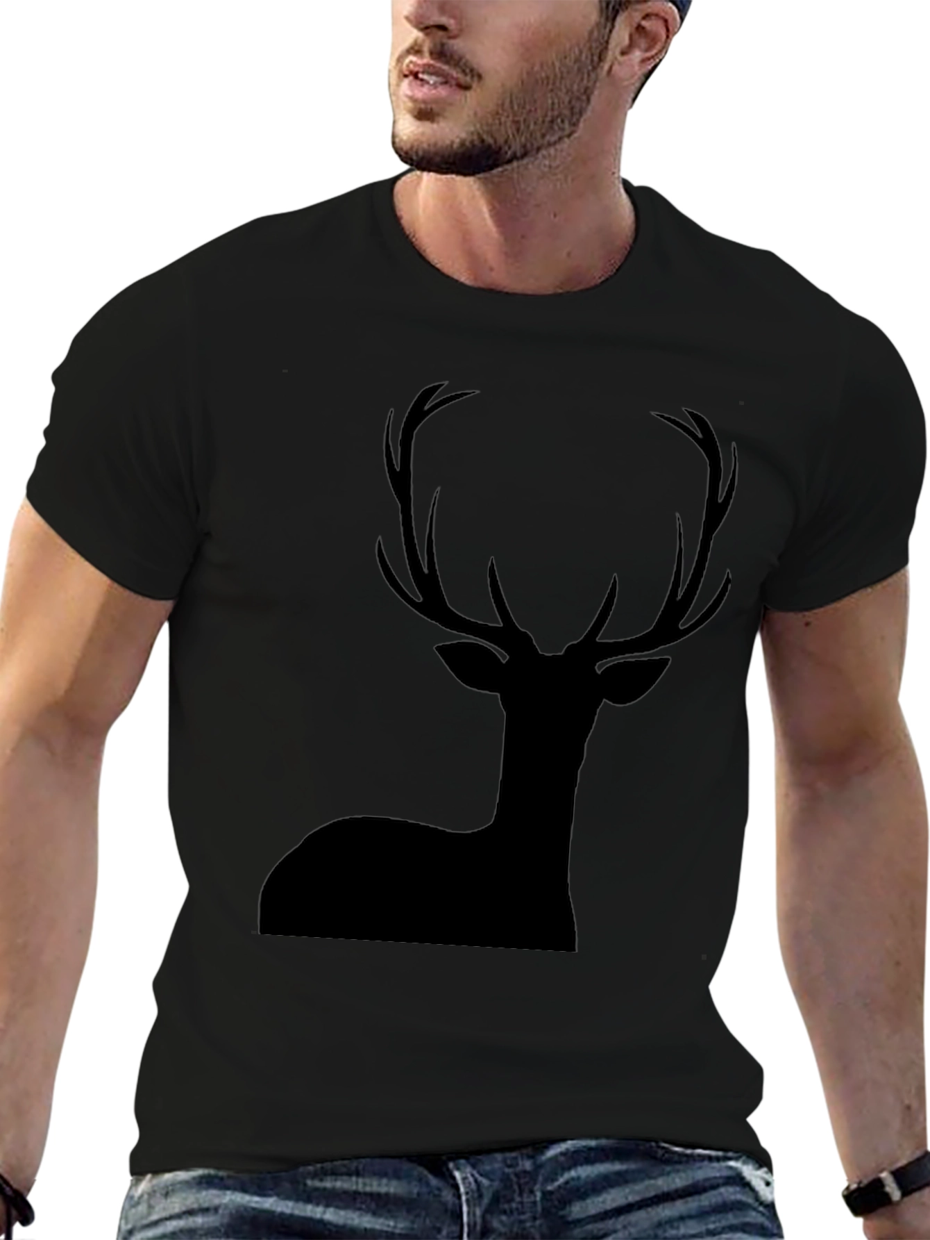 Mens Black Deer Silhouette Graphic Tee
