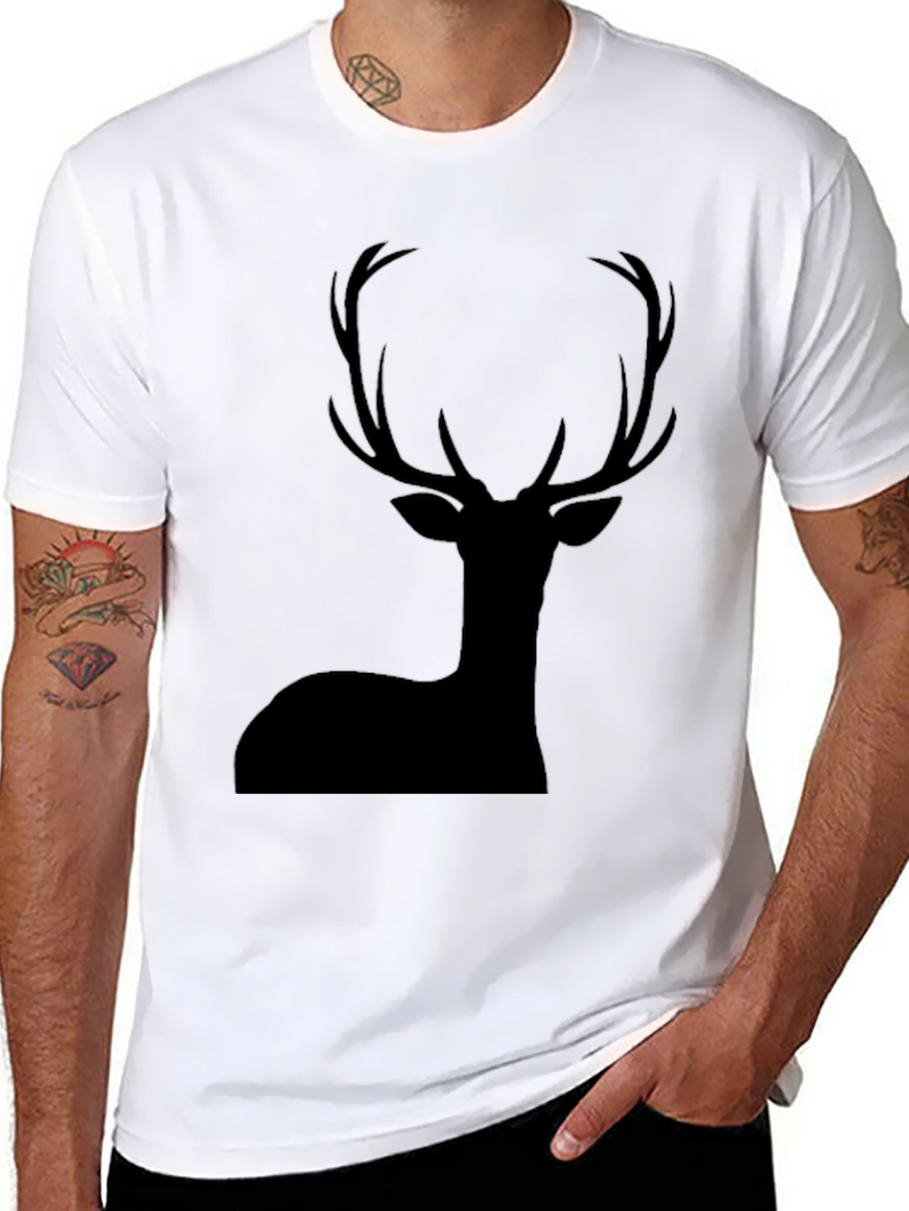 Mens Black Deer Silhouette Graphic Tee