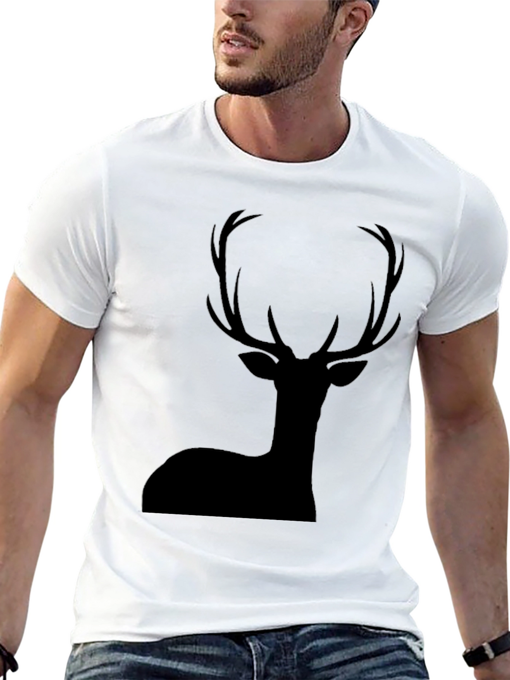 Mens Black Deer Silhouette Graphic Tee