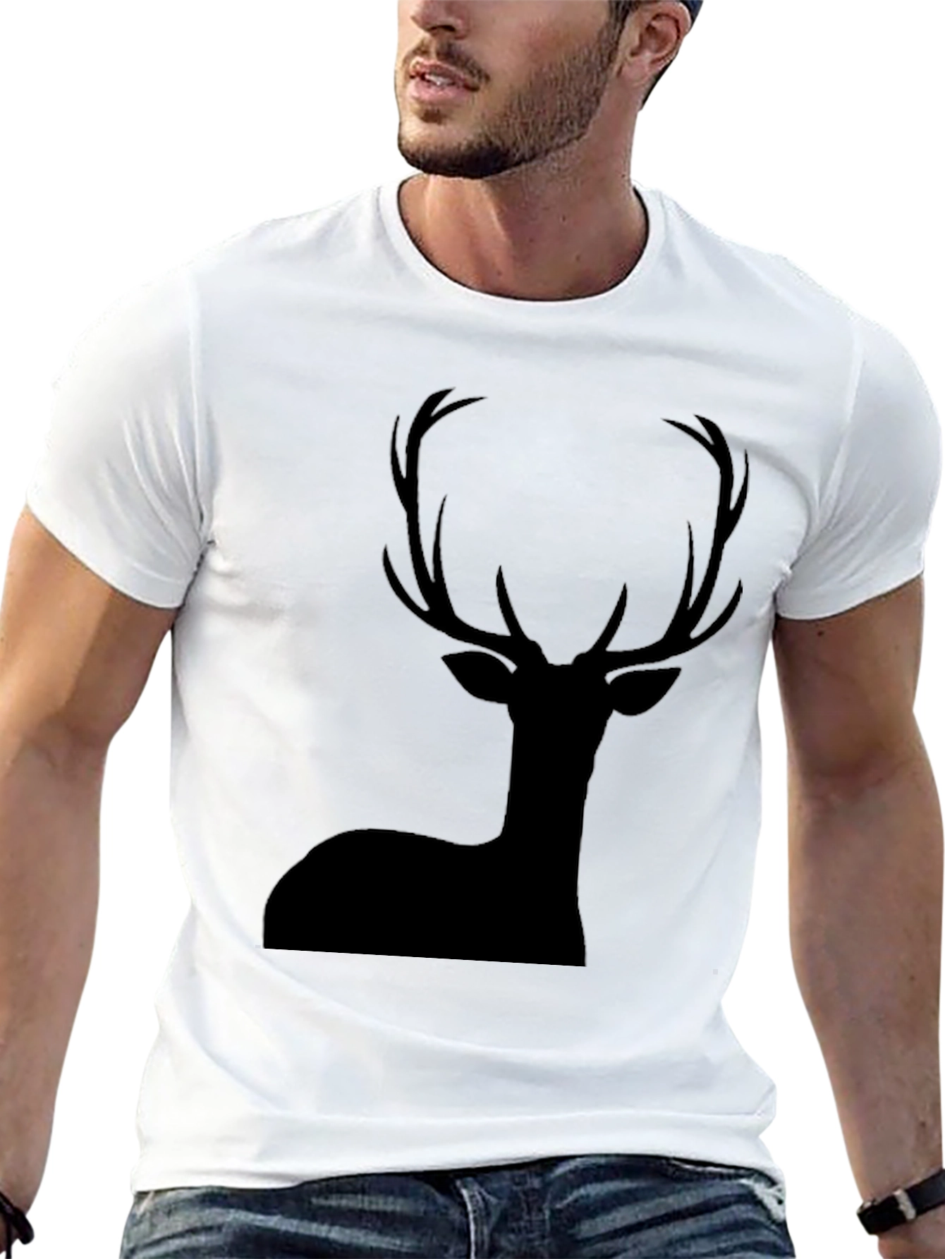 Mens Black Deer Silhouette Graphic Tee