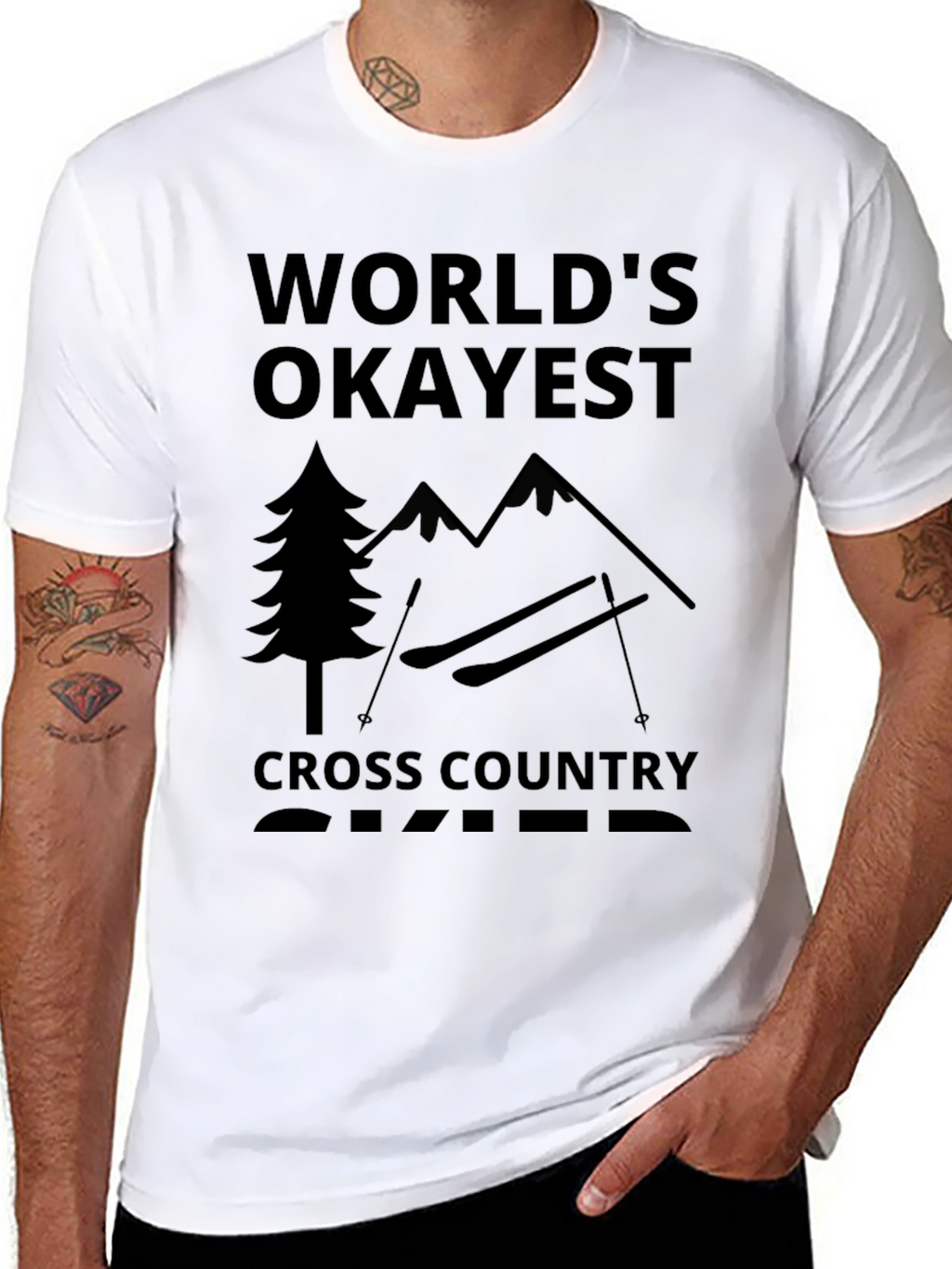 Worlds Okayest Cross Country Skier Black T-Shirt