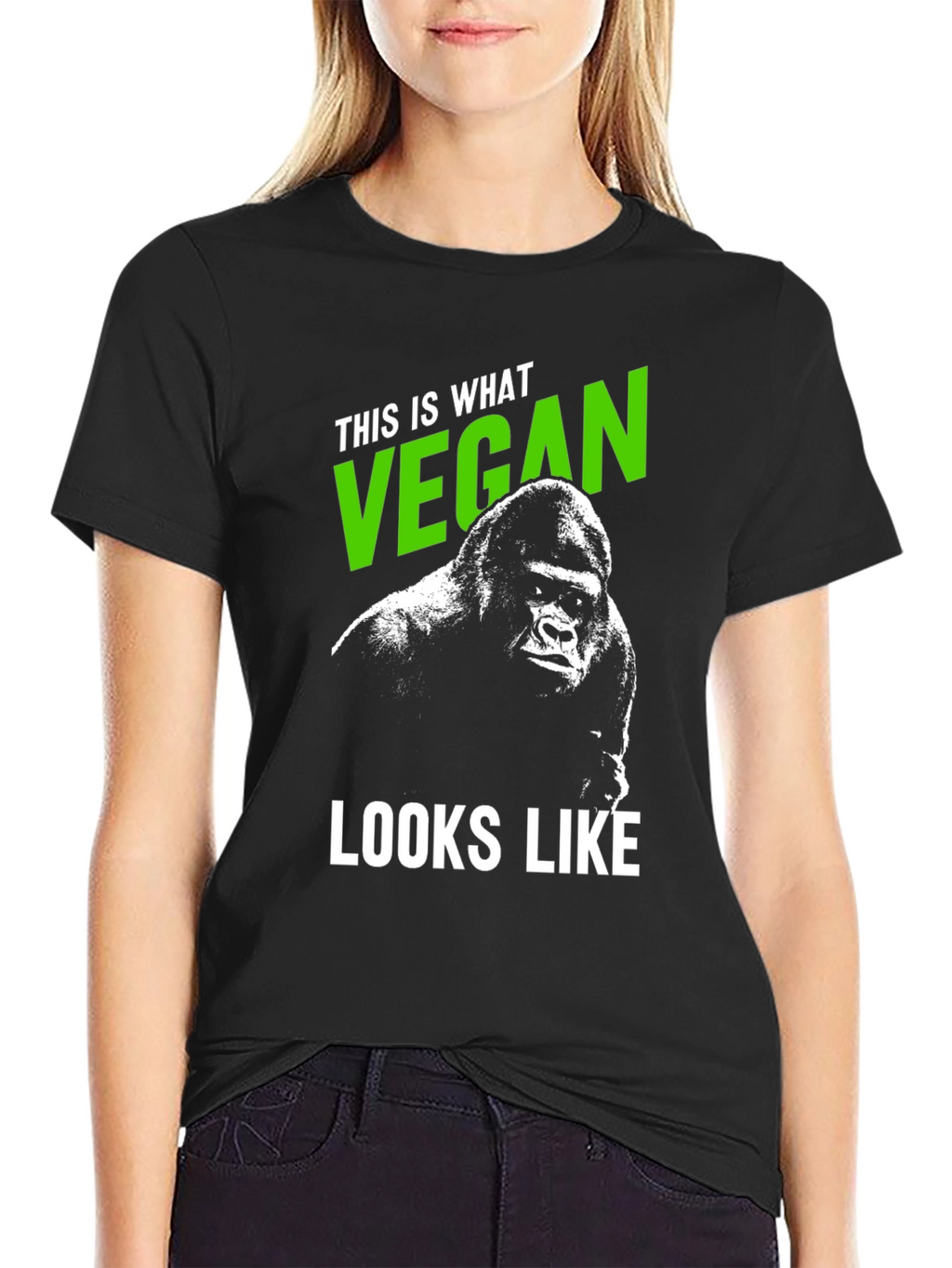 Vegan Gorilla Graphic Tee - Black T-Shirt