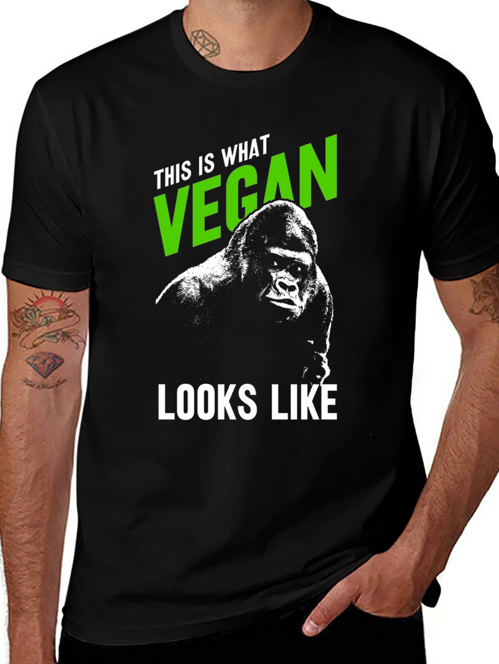 Vegan Gorilla Graphic Tee - Black T-Shirt