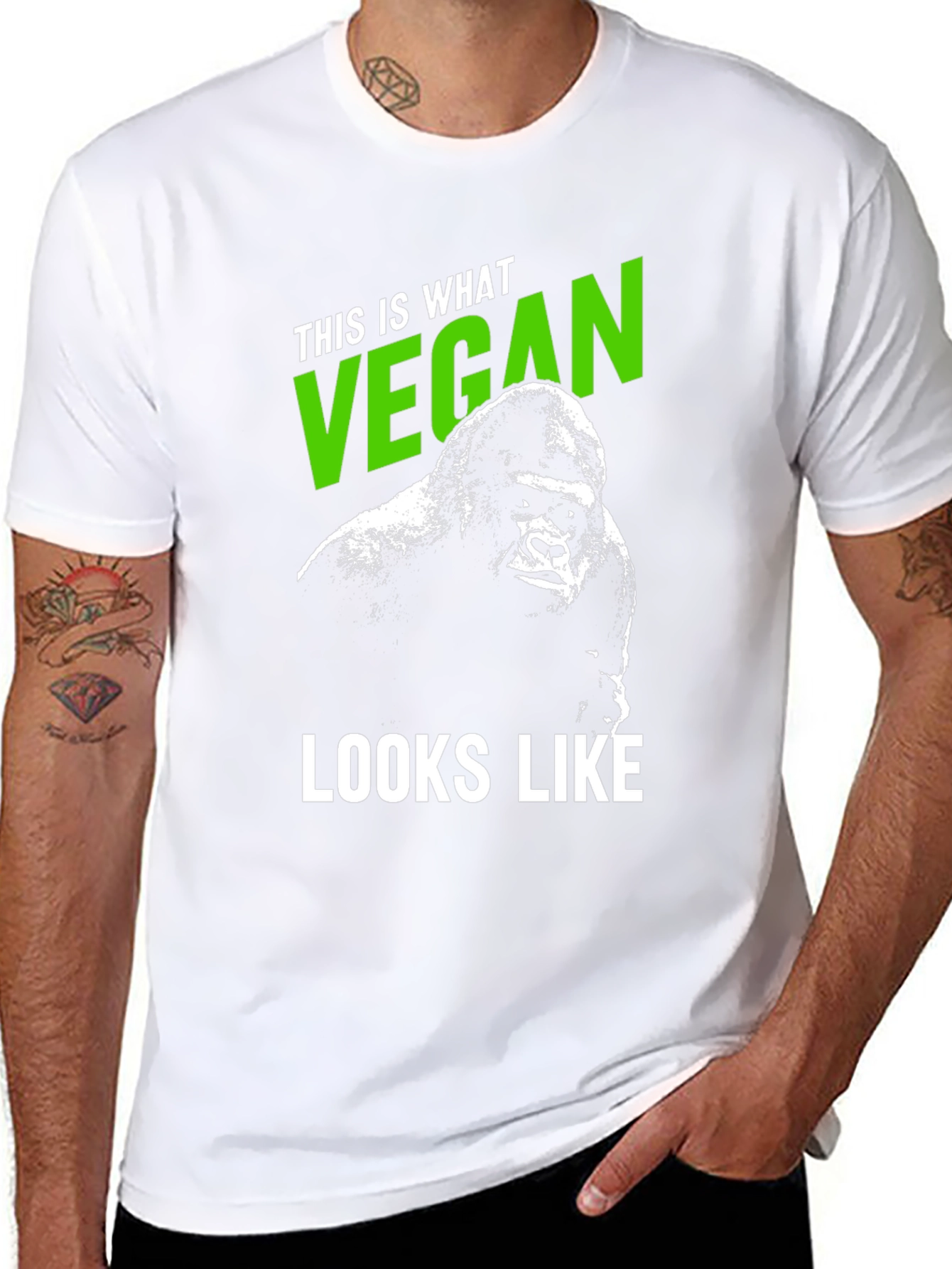 Vegan Gorilla Graphic Tee - Black T-Shirt