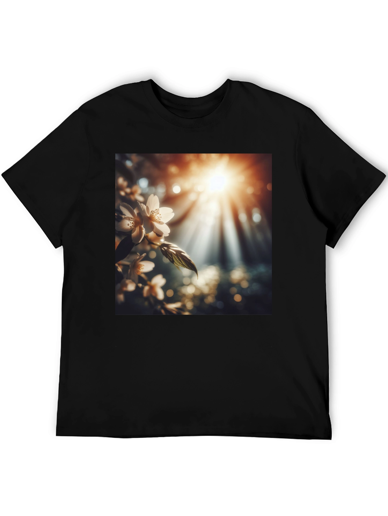 Nature Blossom T-Shirt - Black Cotton Tee