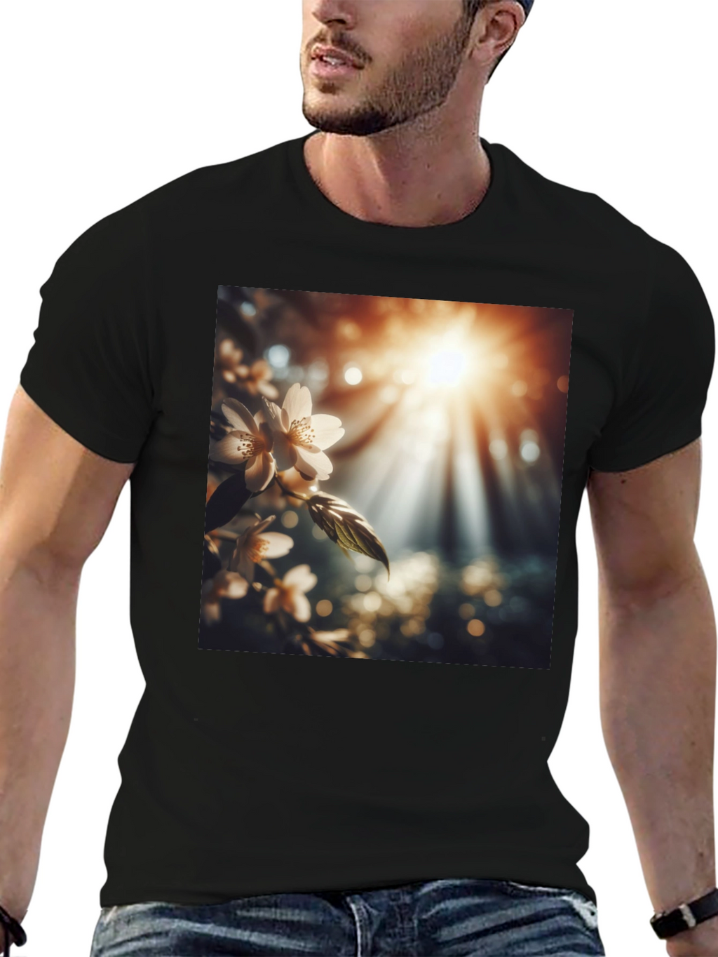 Nature Blossom T-Shirt - Black Cotton Tee