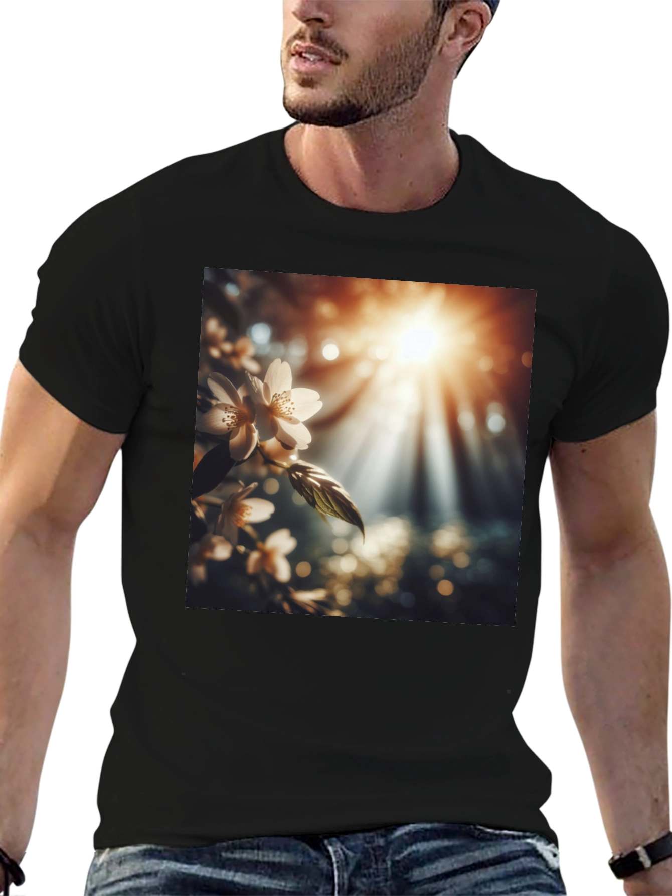 Nature Blossom T-Shirt - Black Cotton Tee