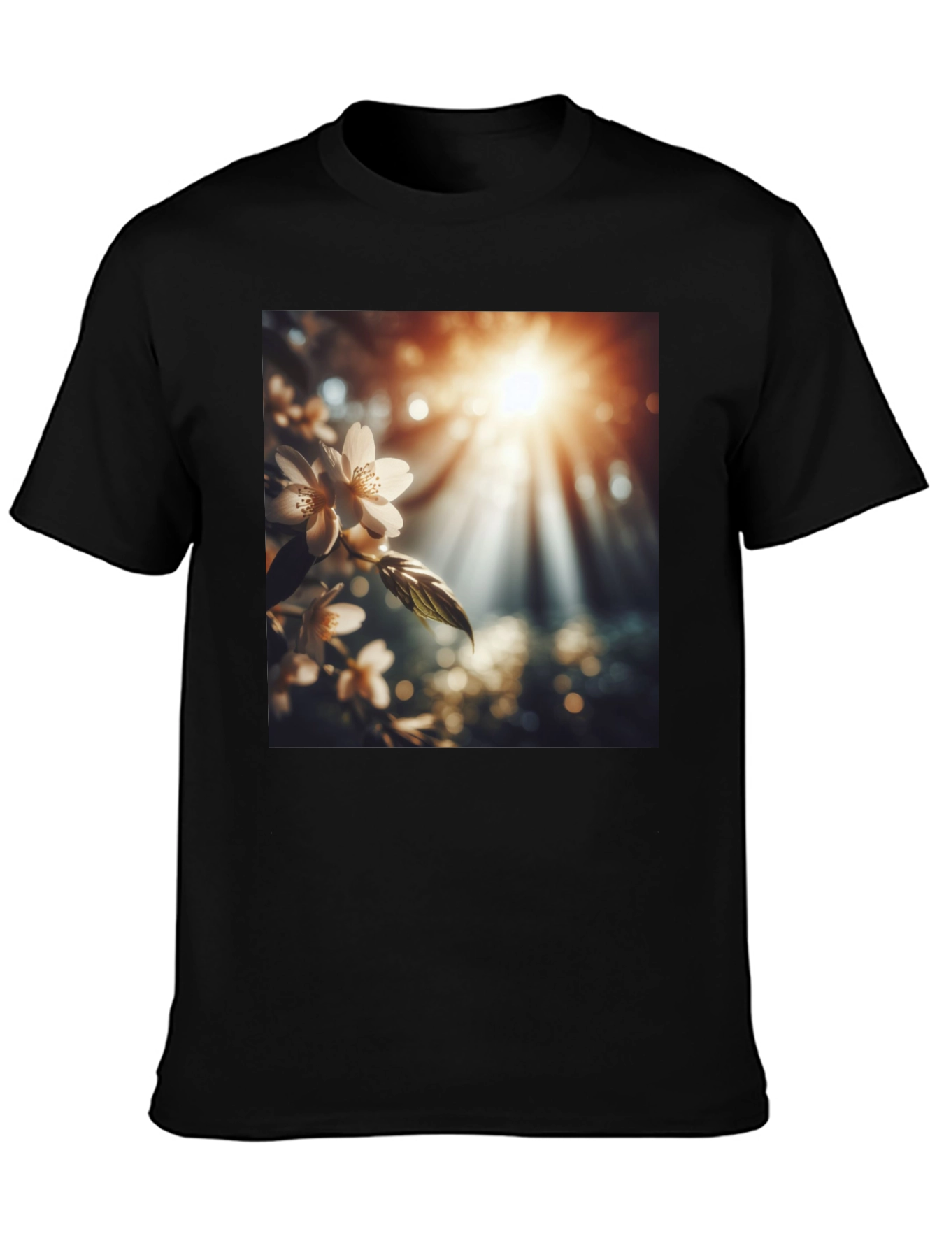 Nature Blossom T-Shirt - Black Cotton Tee