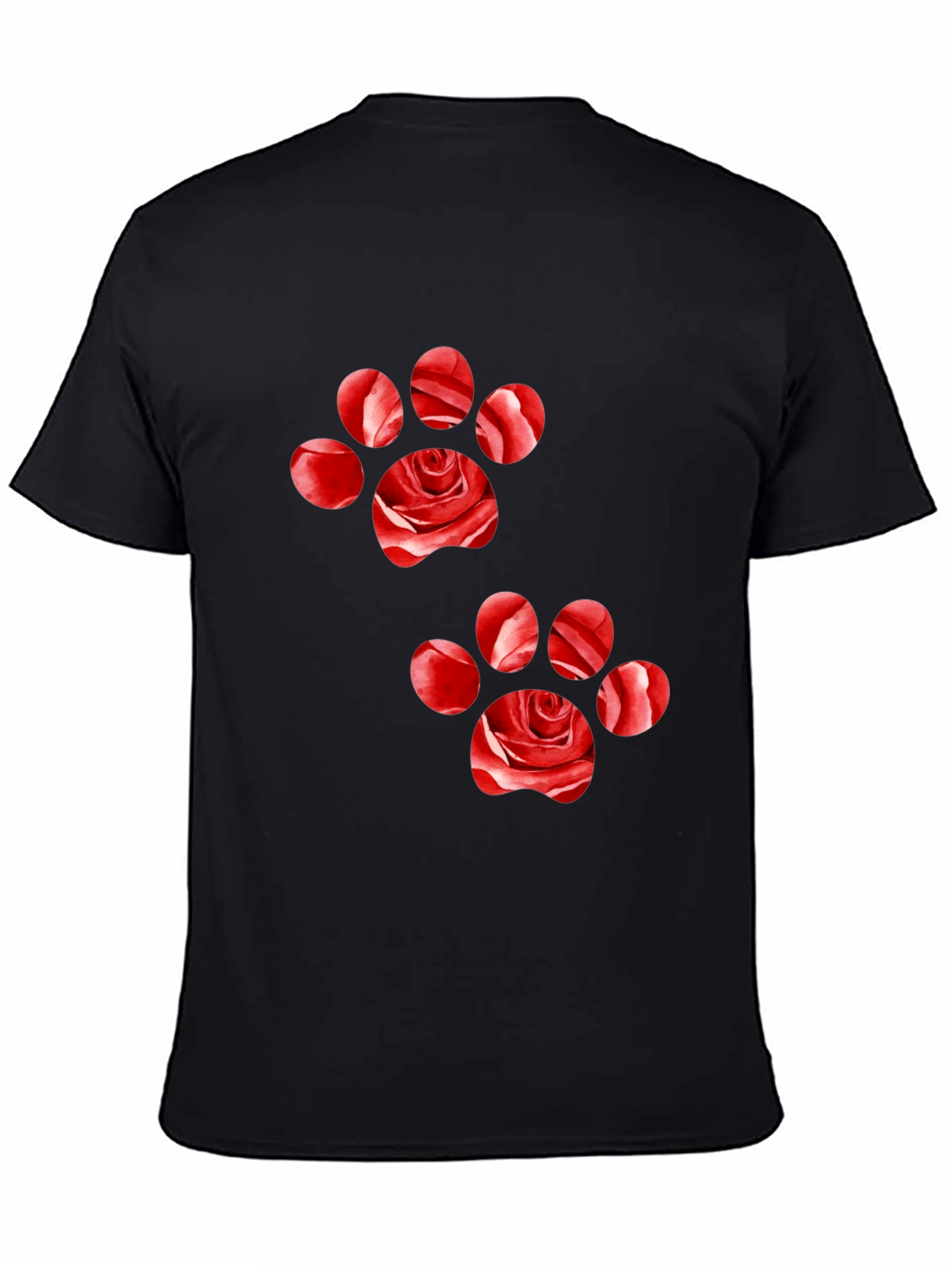 Rose Paw Print Black T-Shirt