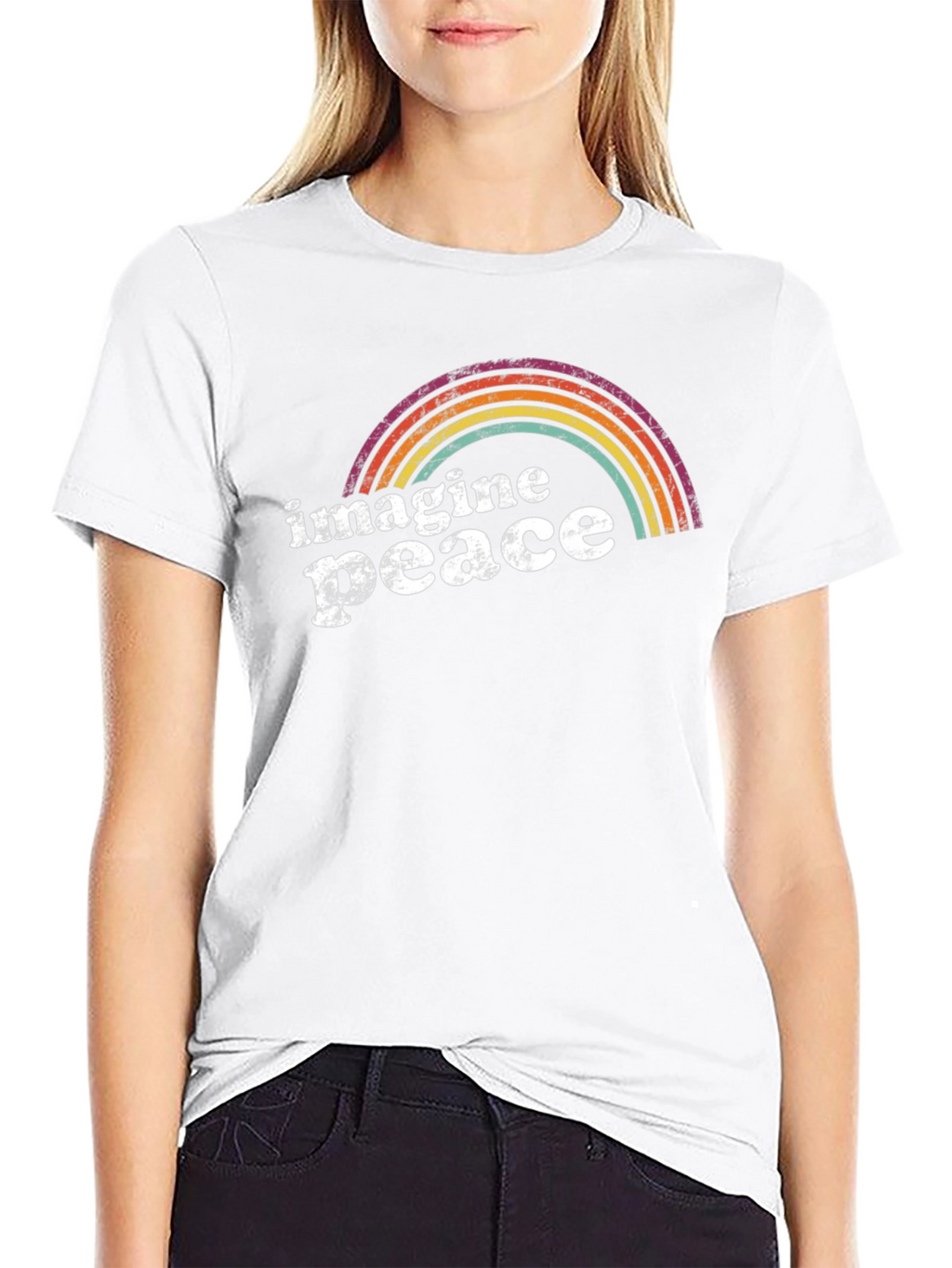 Imagine Peace Rainbow Graphic Tee