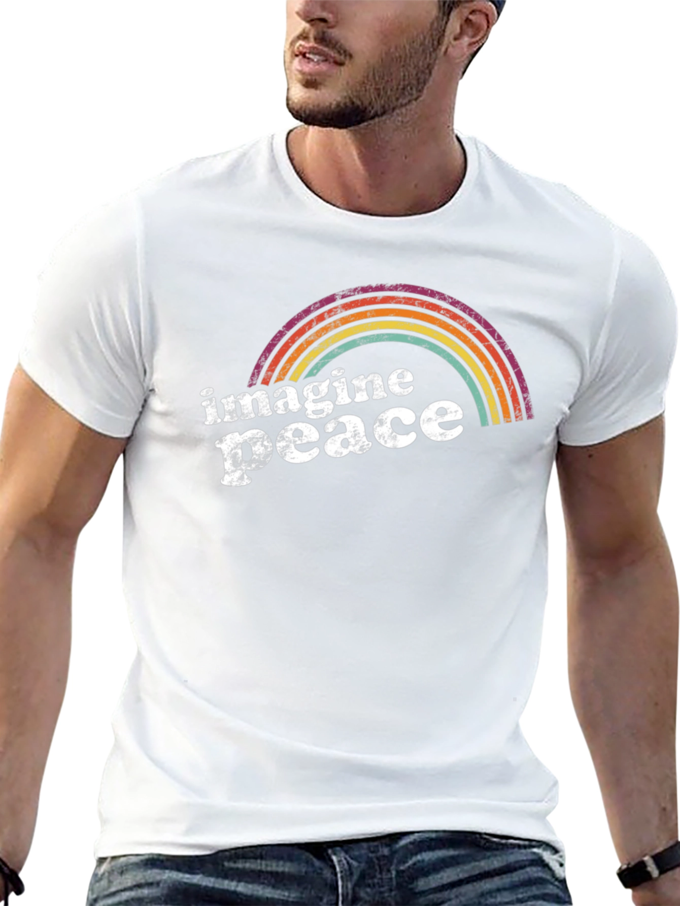 Imagine Peace Rainbow Graphic Tee