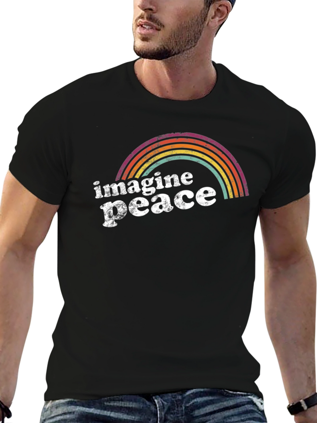 Imagine Peace Rainbow Graphic Tee