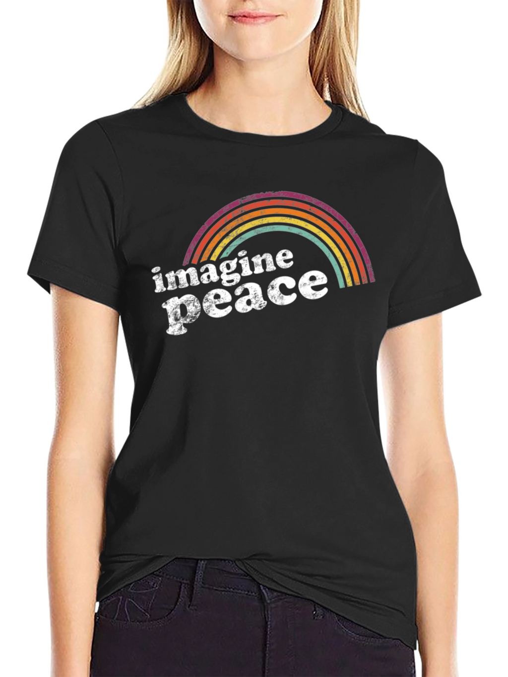 Imagine Peace Rainbow Graphic Tee