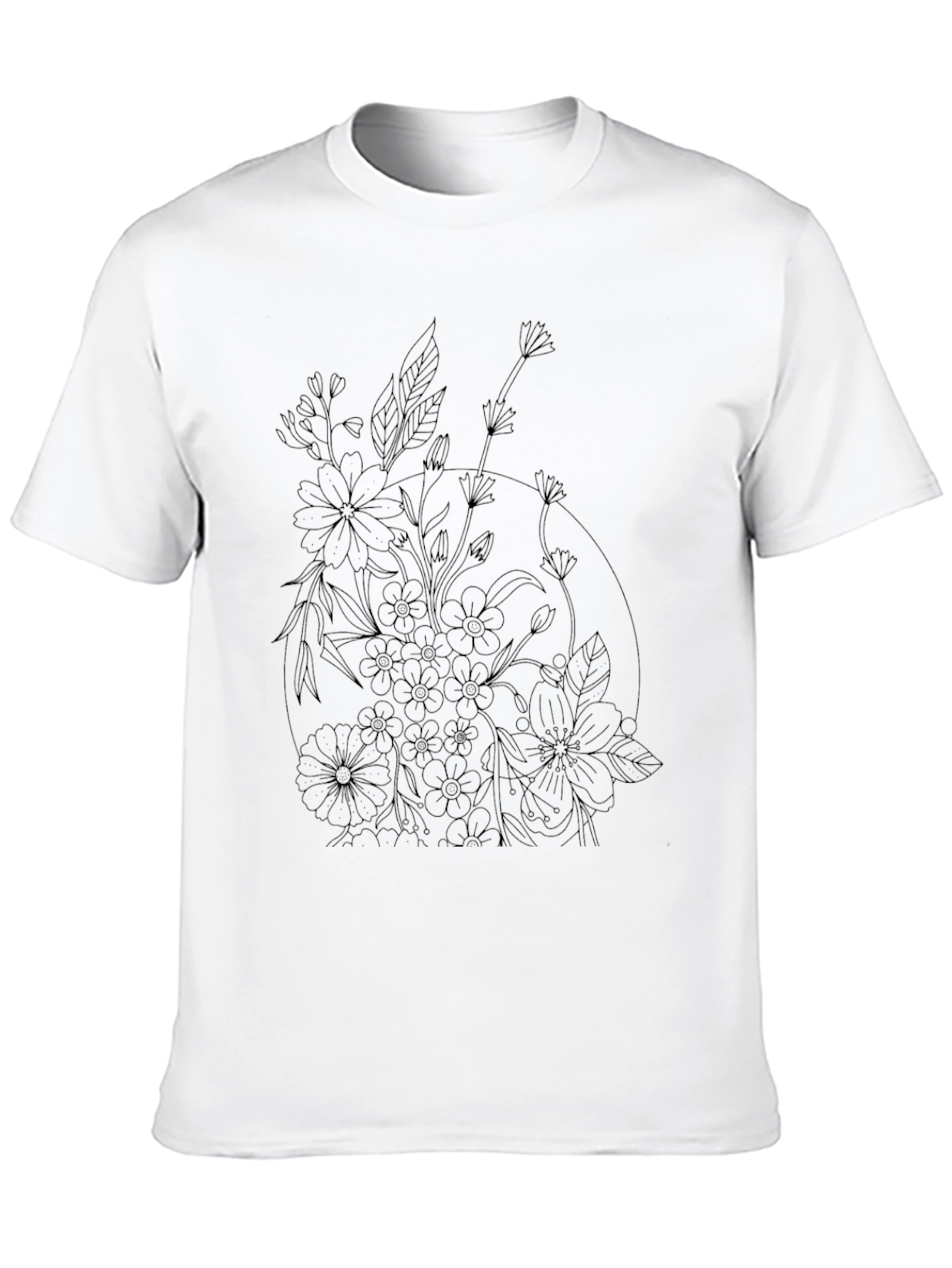 Floral Print Black Casual T-Shirt