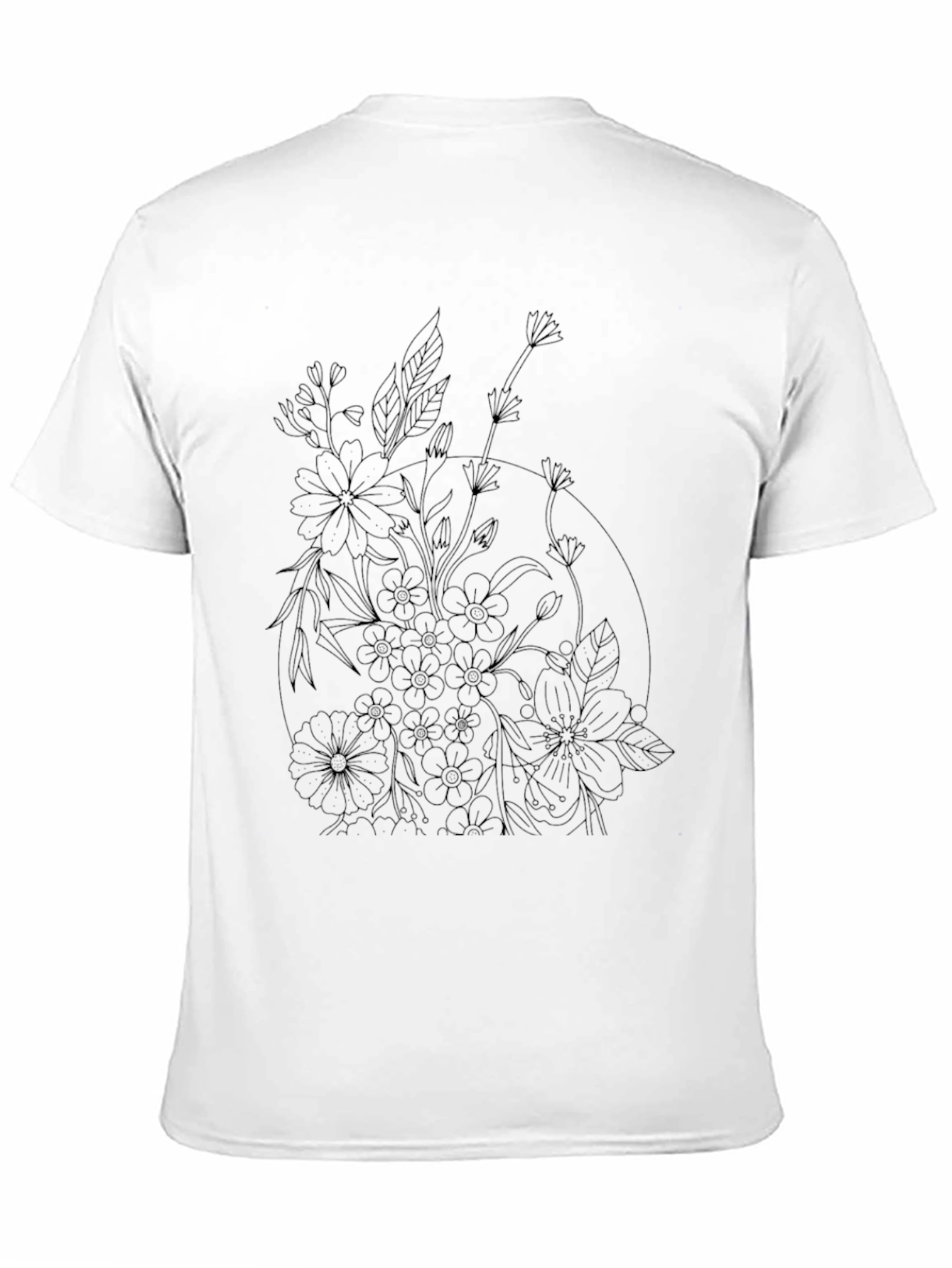 Floral Print Black Casual T-Shirt