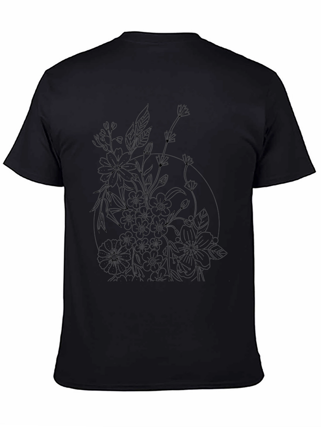 Floral Print Black Casual T-Shirt