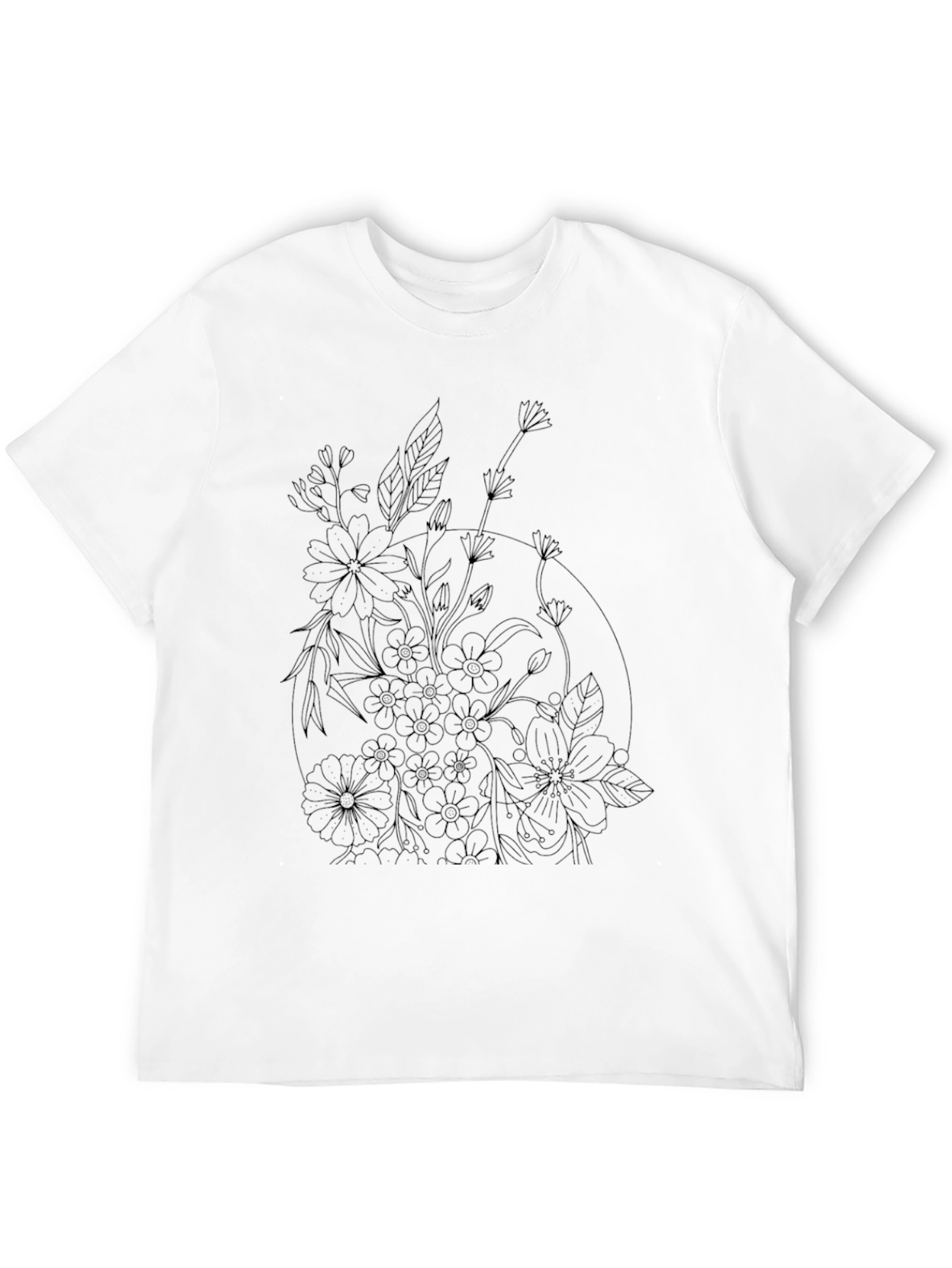 Floral Print Black Casual T-Shirt