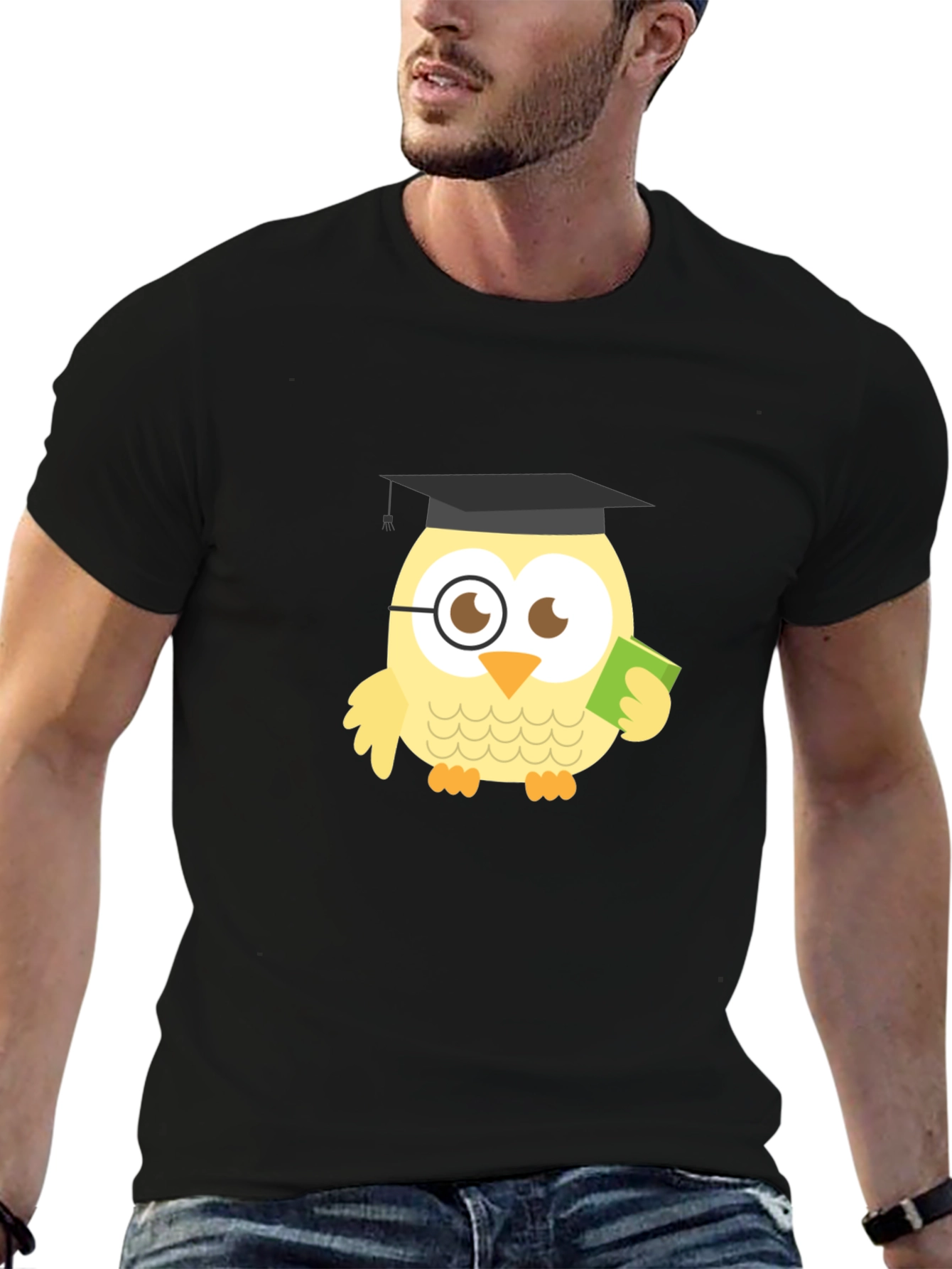 Funny Owl Grad Black T-Shirt