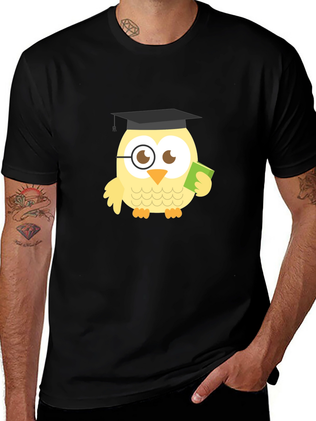 Funny Owl Grad Black T-Shirt
