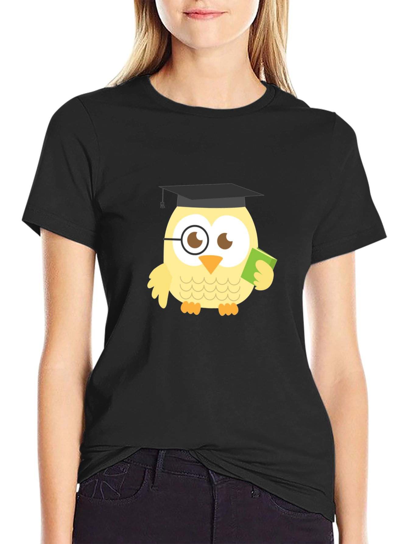 Funny Owl Grad Black T-Shirt