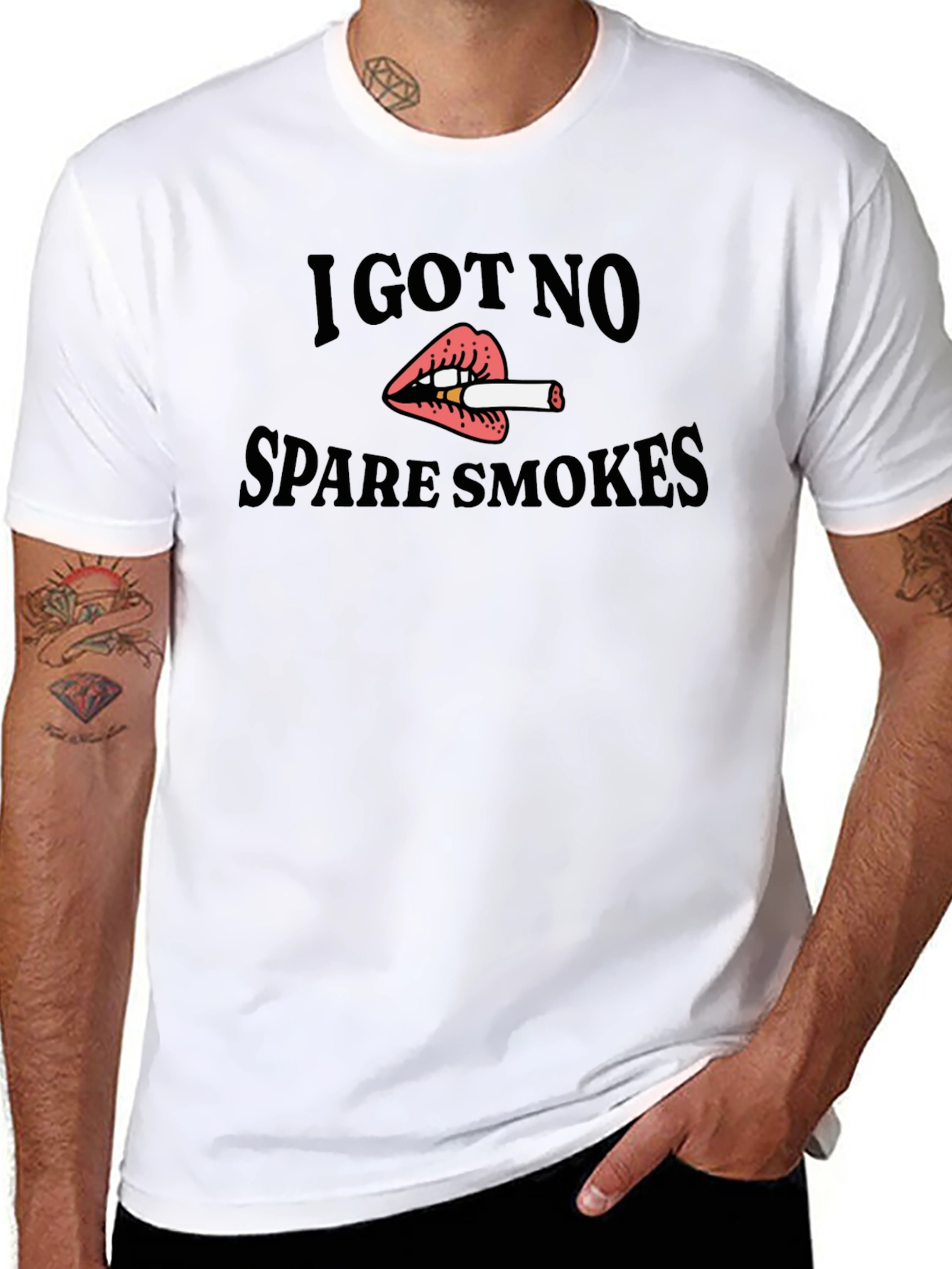 I Got No Spare Smokes Black T-Shirt