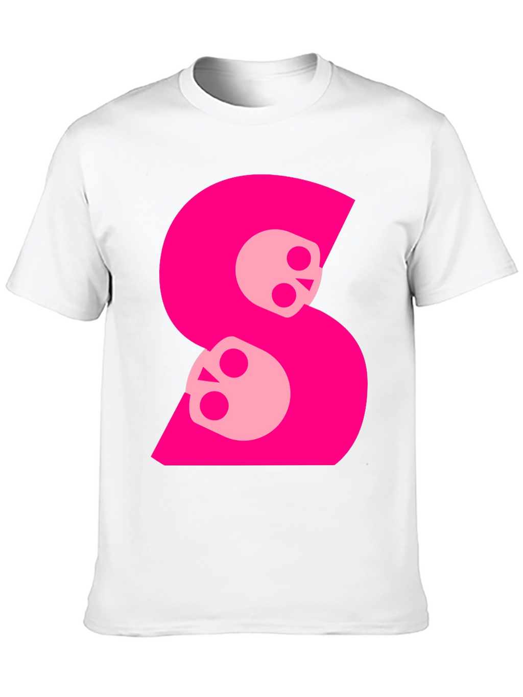 Skull S Graphic Tee - Bold Pink on Black