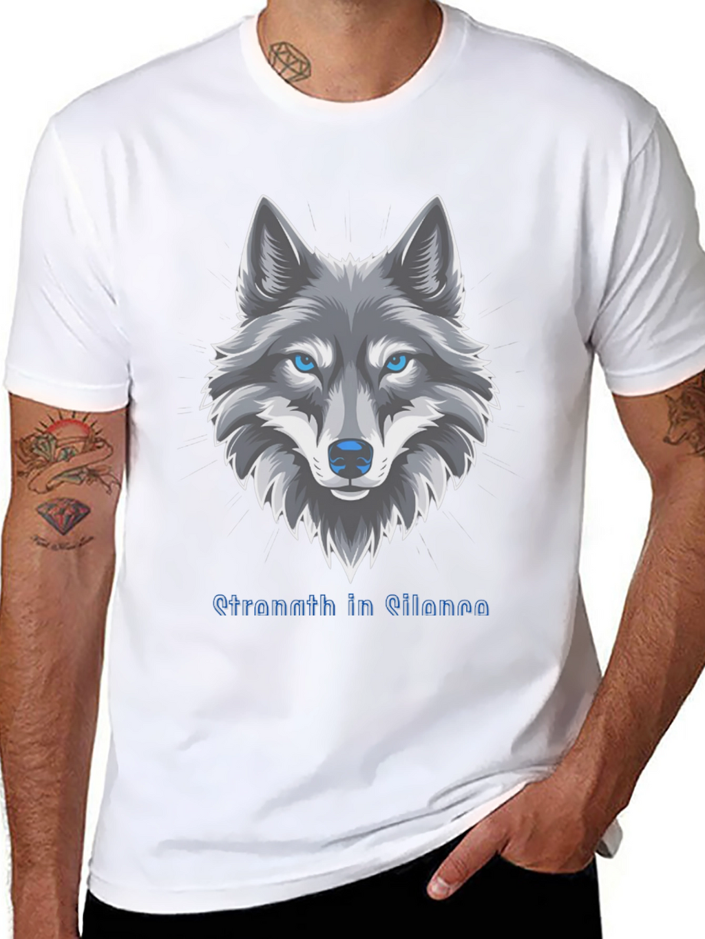 Mens Wolf Graphic T-Shirt - Strength in Silence