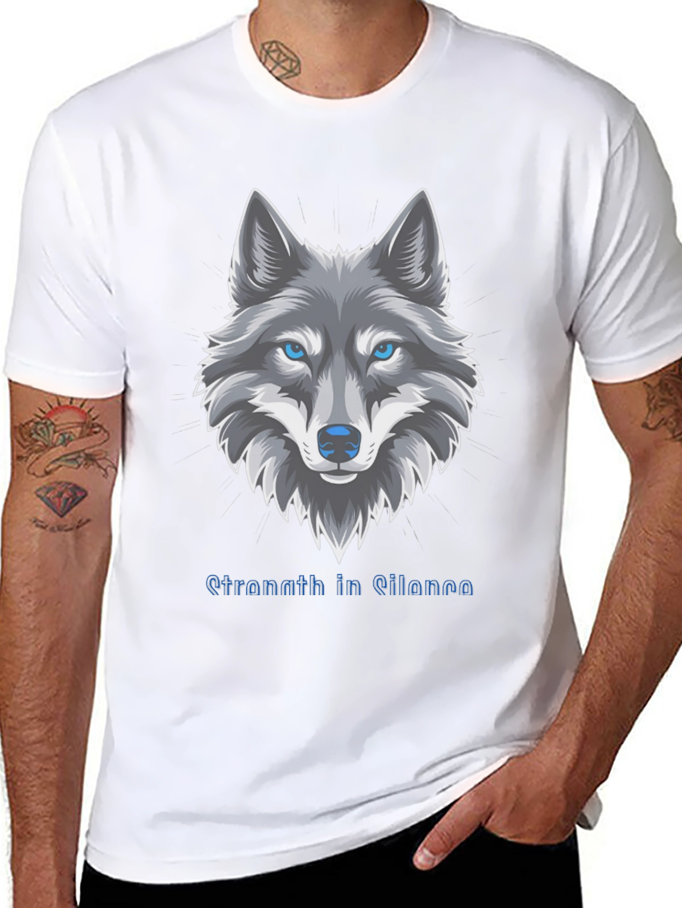 Mens Wolf Graphic T-Shirt - Strength in Silence