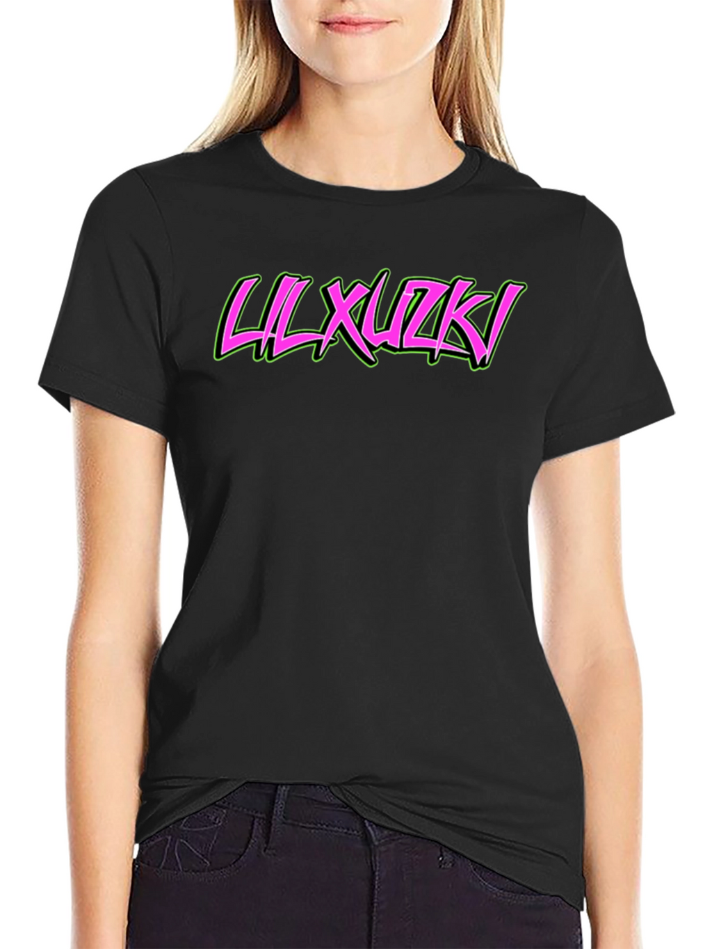 Lil Xuzki Graphic Tee - Trendy Black Cotton T-Shirt