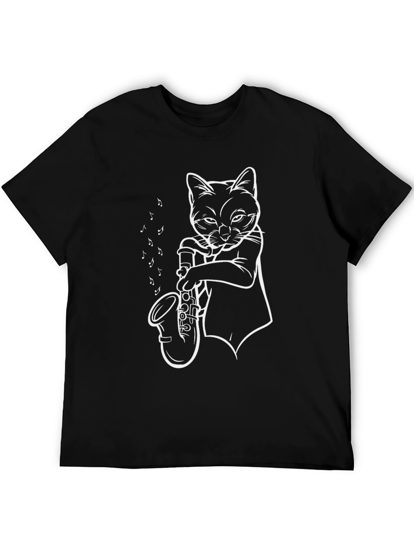 Cool Cat Saxophone Player Graphic T-Shirt