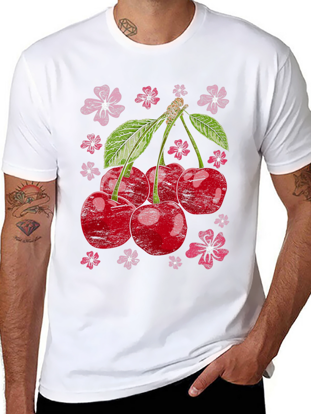 Cherry Blossom Graphic Tee - Black Cotton