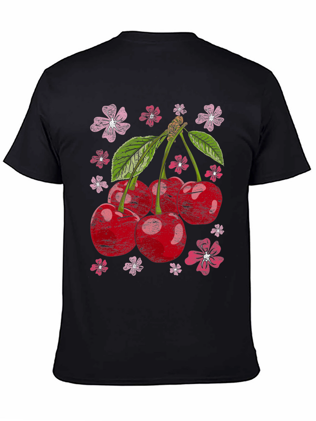 Cherry Blossom Graphic Tee - Black Cotton