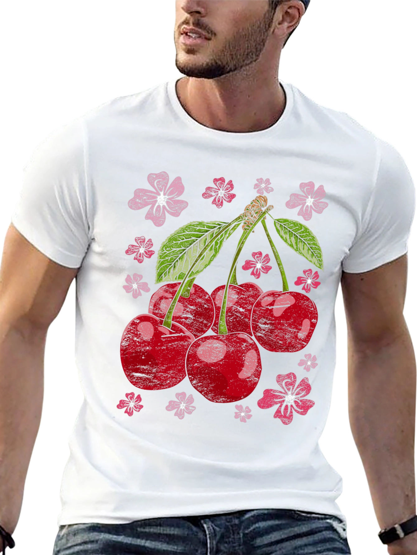 Cherry Blossom Graphic Tee - Black Cotton