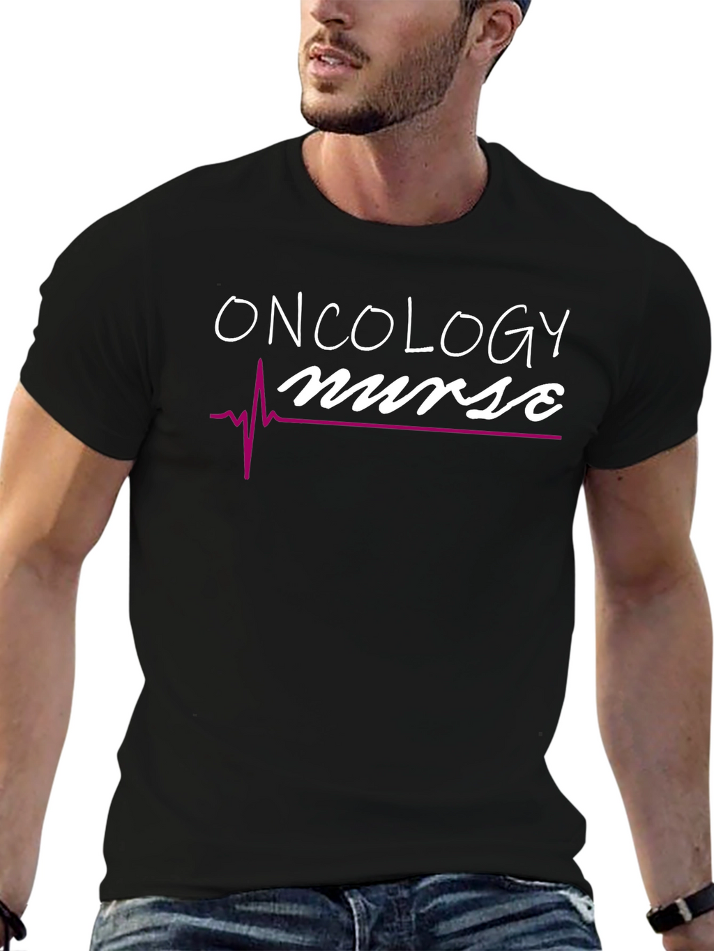 Oncology Nurse T-Shirt - Heartbeat Design