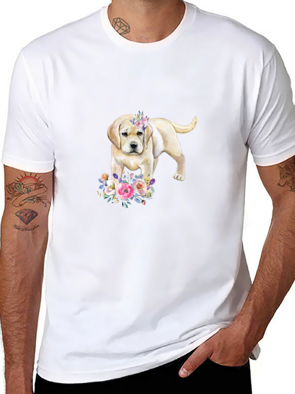Labrador Puppy Floral T-Shirt