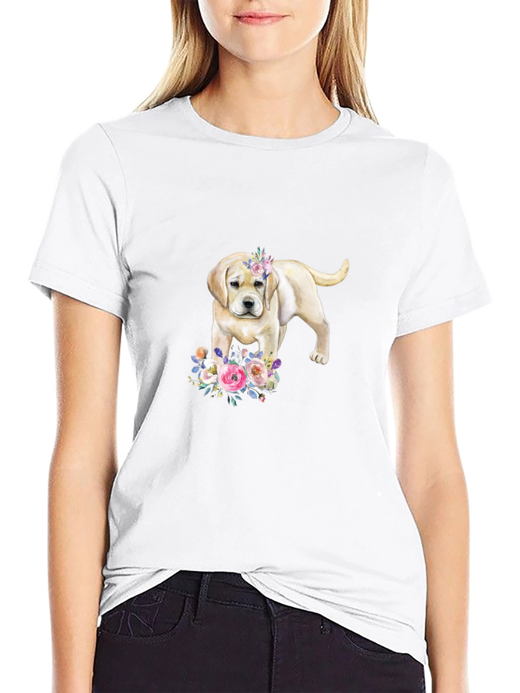 Labrador Puppy Floral T-Shirt