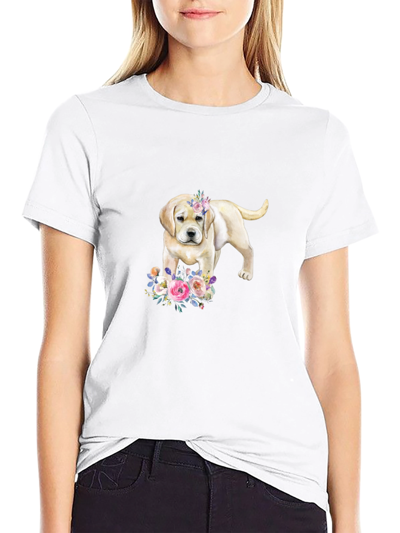 Labrador Puppy Floral T-Shirt