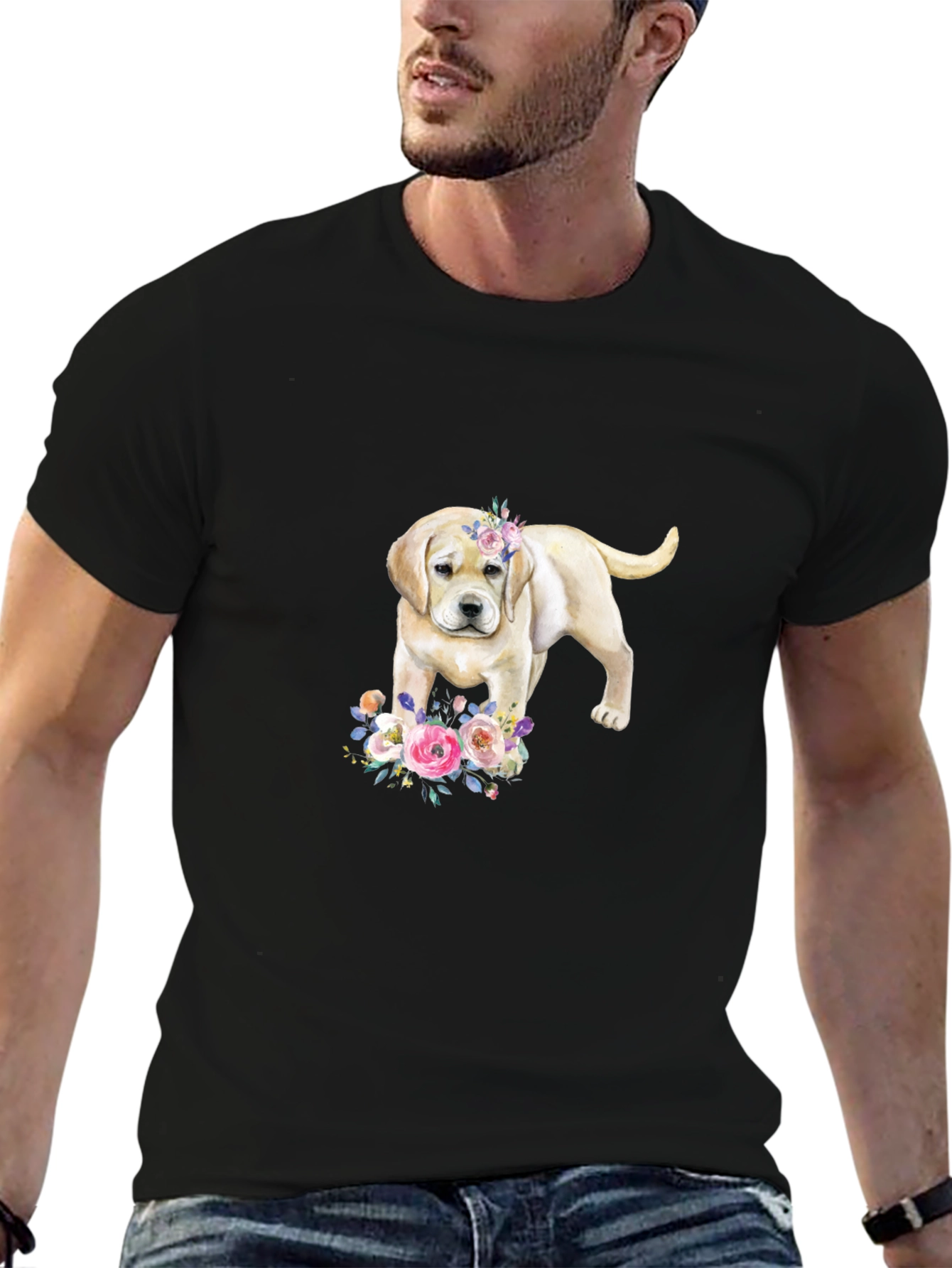 Labrador Puppy Floral T-Shirt