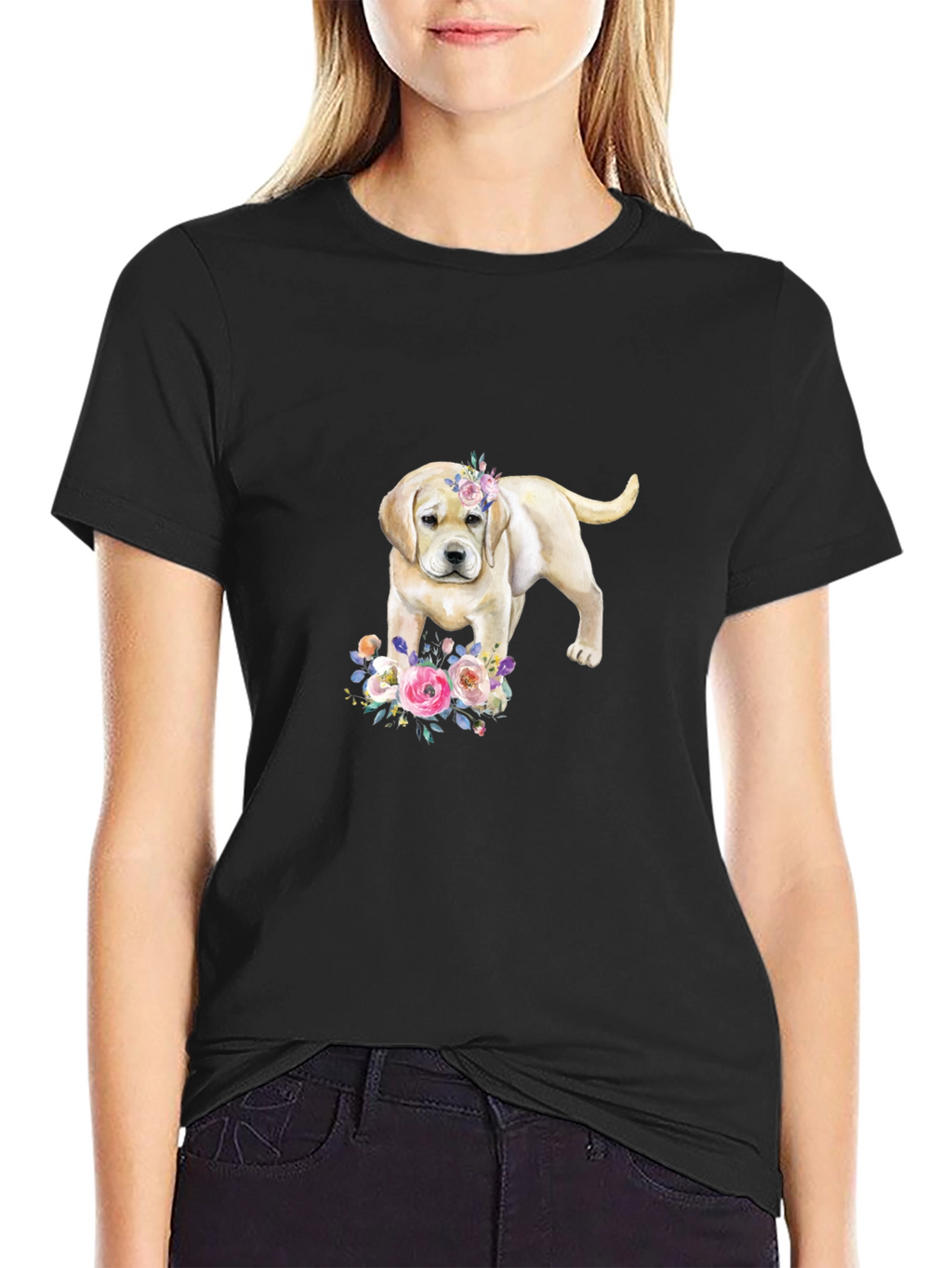 Labrador Puppy Floral T-Shirt